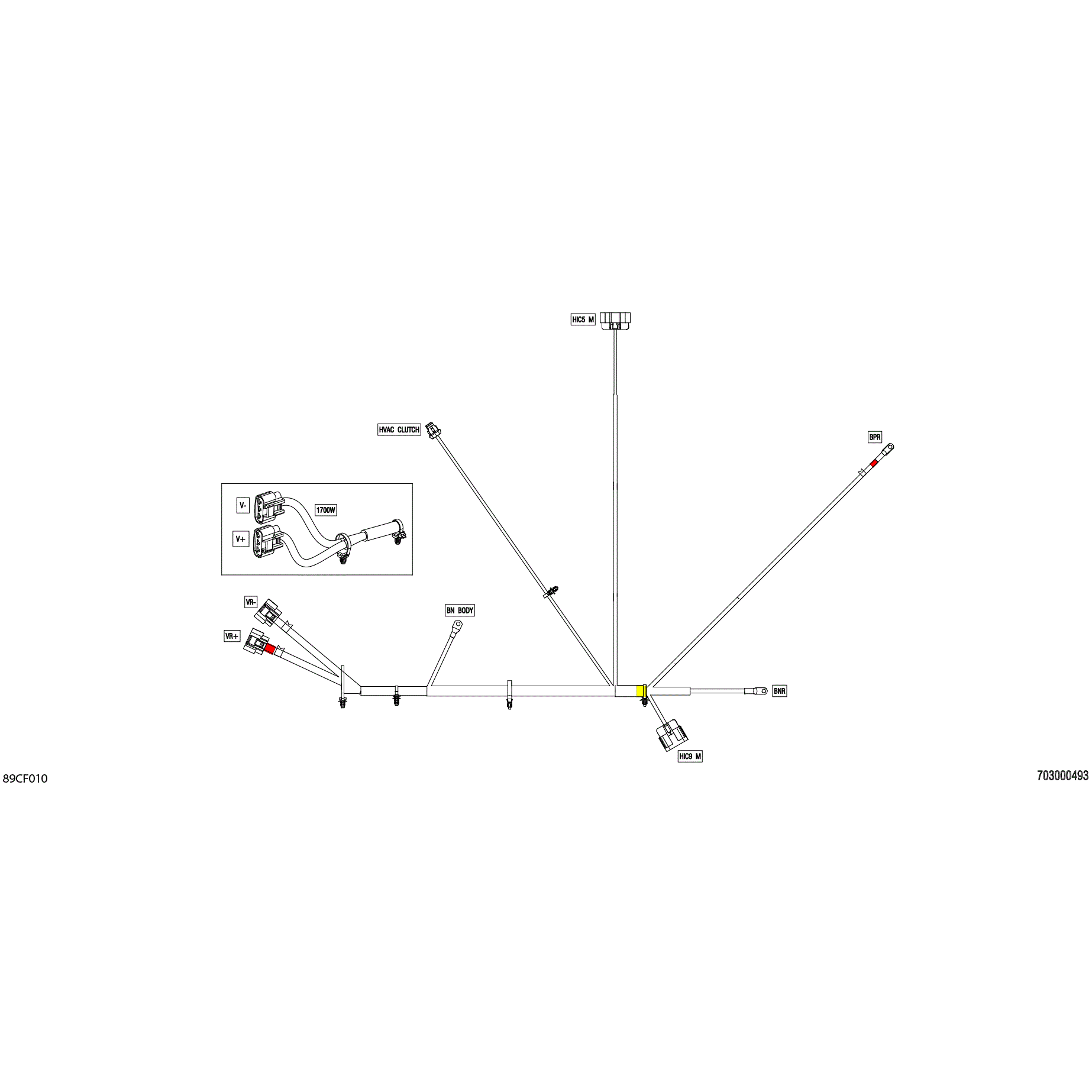 An Image of a Genuine Can-Am Parts Schematic Diagram showing the schematic - ELECTRIC - VOLTAGE REGULATOR WIRING HARNESS - 710009705