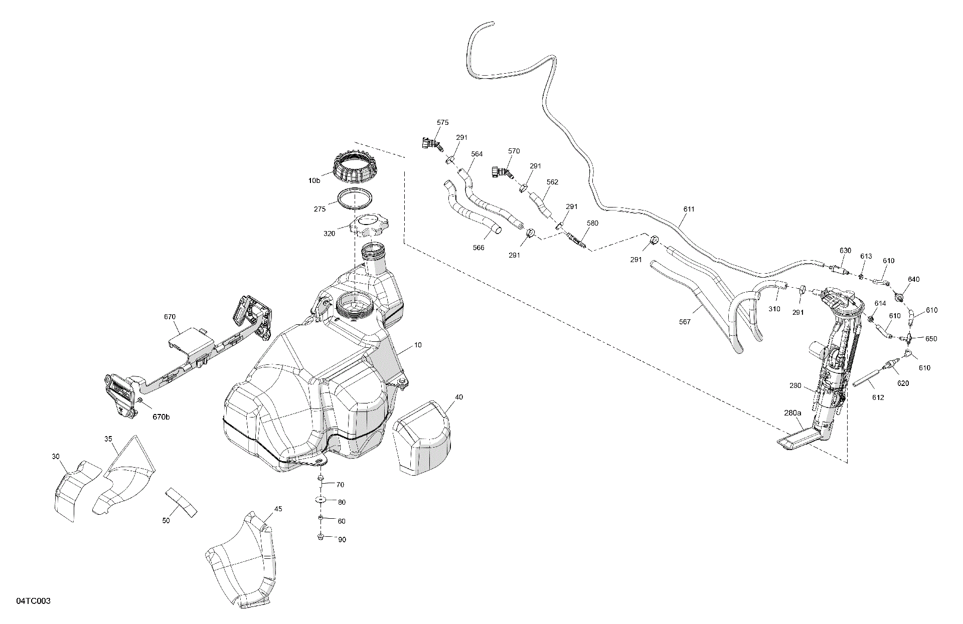 An Image of a Genuine Can-Am Parts Schematic Diagram showing the schematic - ENGINE - FUEL