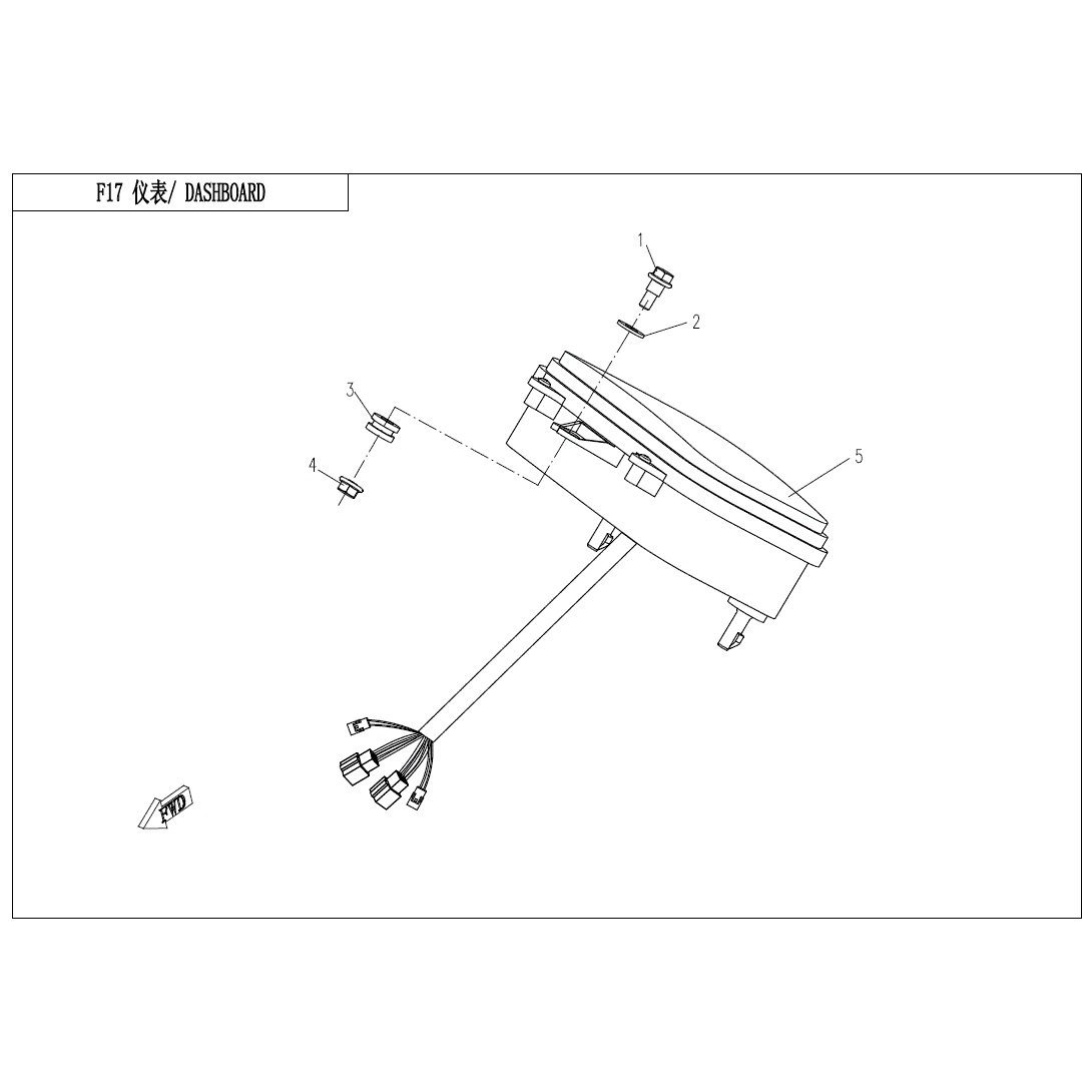 An Image of a Genuine CFMOTO Parts Schematic Diagram showing the schematic - DASHBOARD - 2020 CFMOTO UFORCE 800