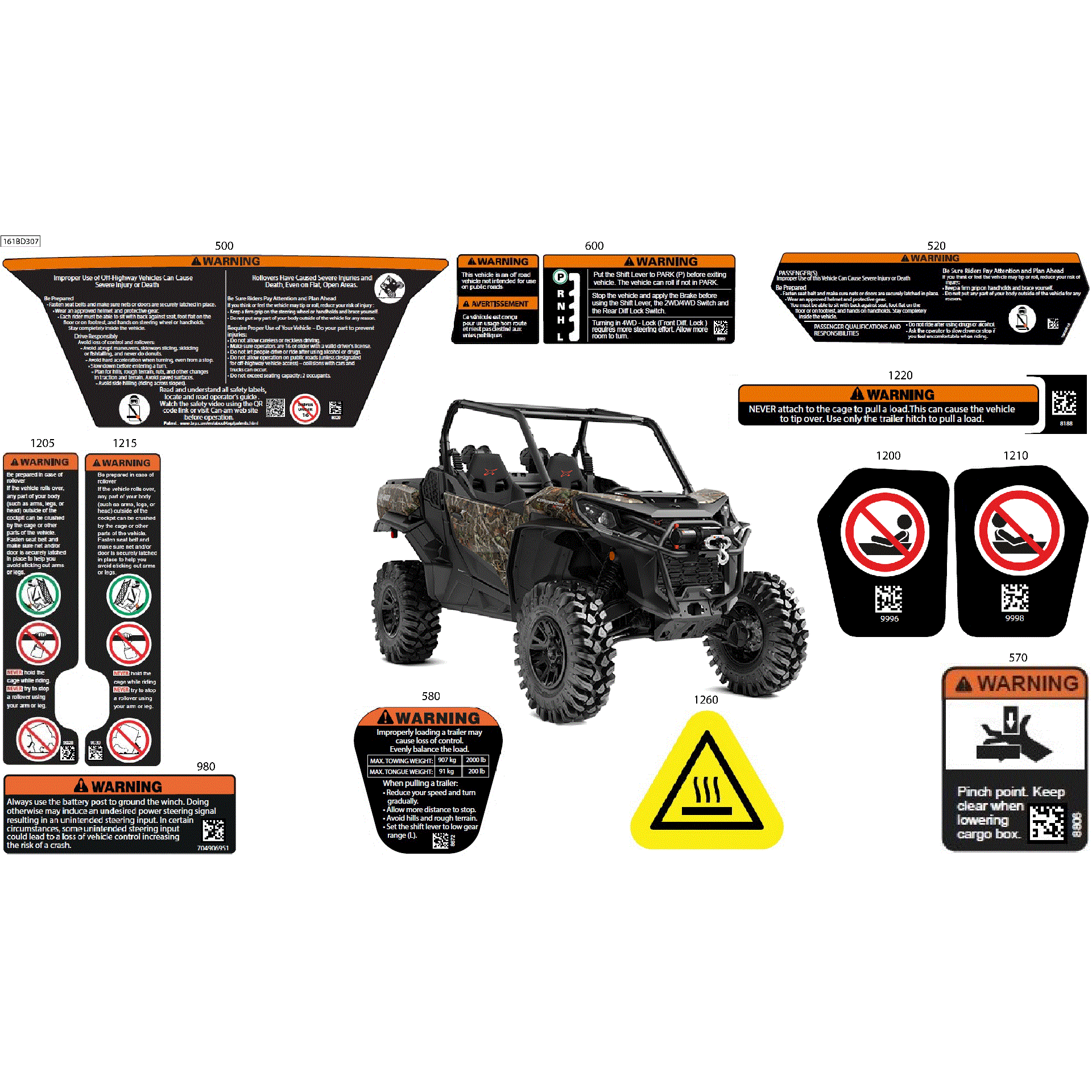 An Image of a Genuine Can-Am Parts Schematic Diagram showing the schematic - BODY - WARNING DECALS