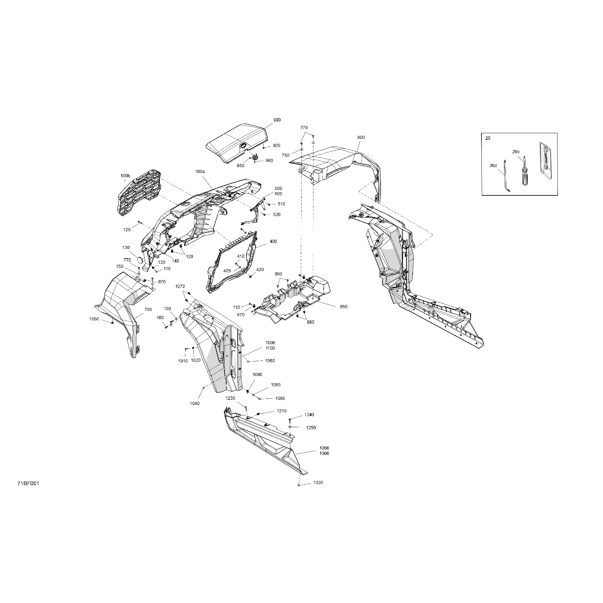 An Image of a Genuine Can-Am Parts Schematic Diagram showing the schematic - BODY - FRONT SECTION