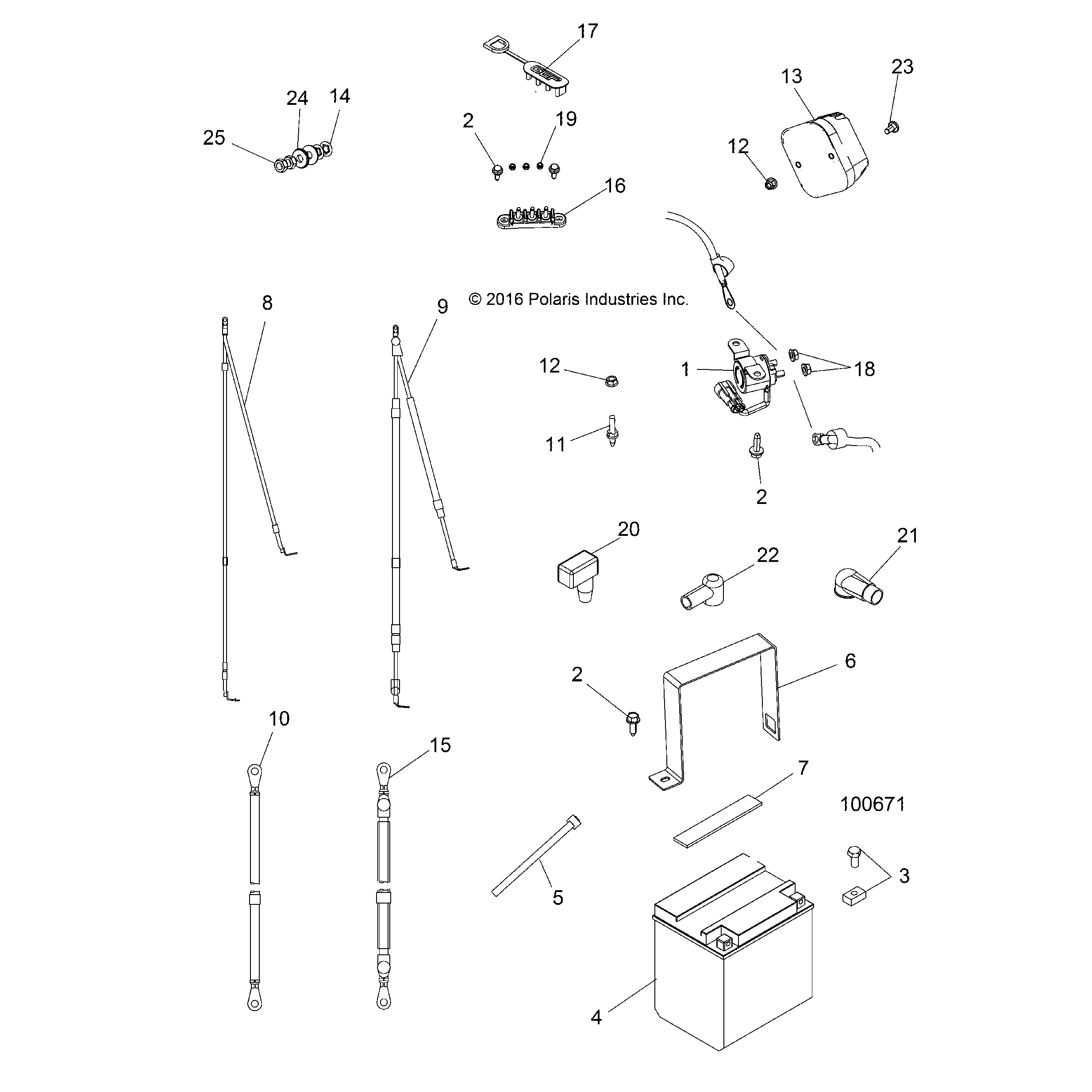 An Image of a Genuine Polaris Parts Schematic Diagram showing the schematic - ELECTRICAL: BATTERY - 2018 POLARIS ACE 900 EPS XC