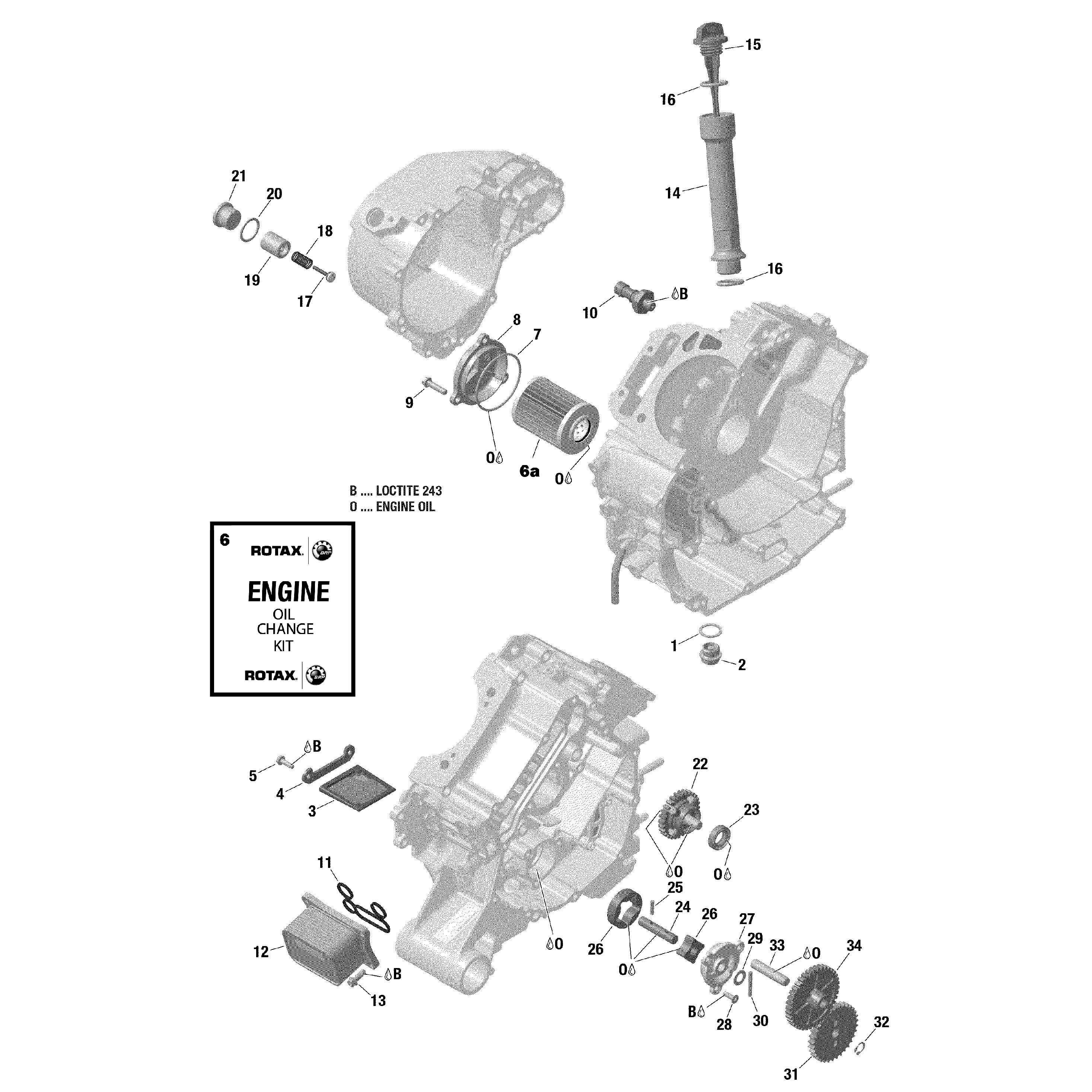 An Image of a Genuine Can-Am Parts Schematic Diagram showing the schematic - ROTAX - ENGINE LUBRICATION