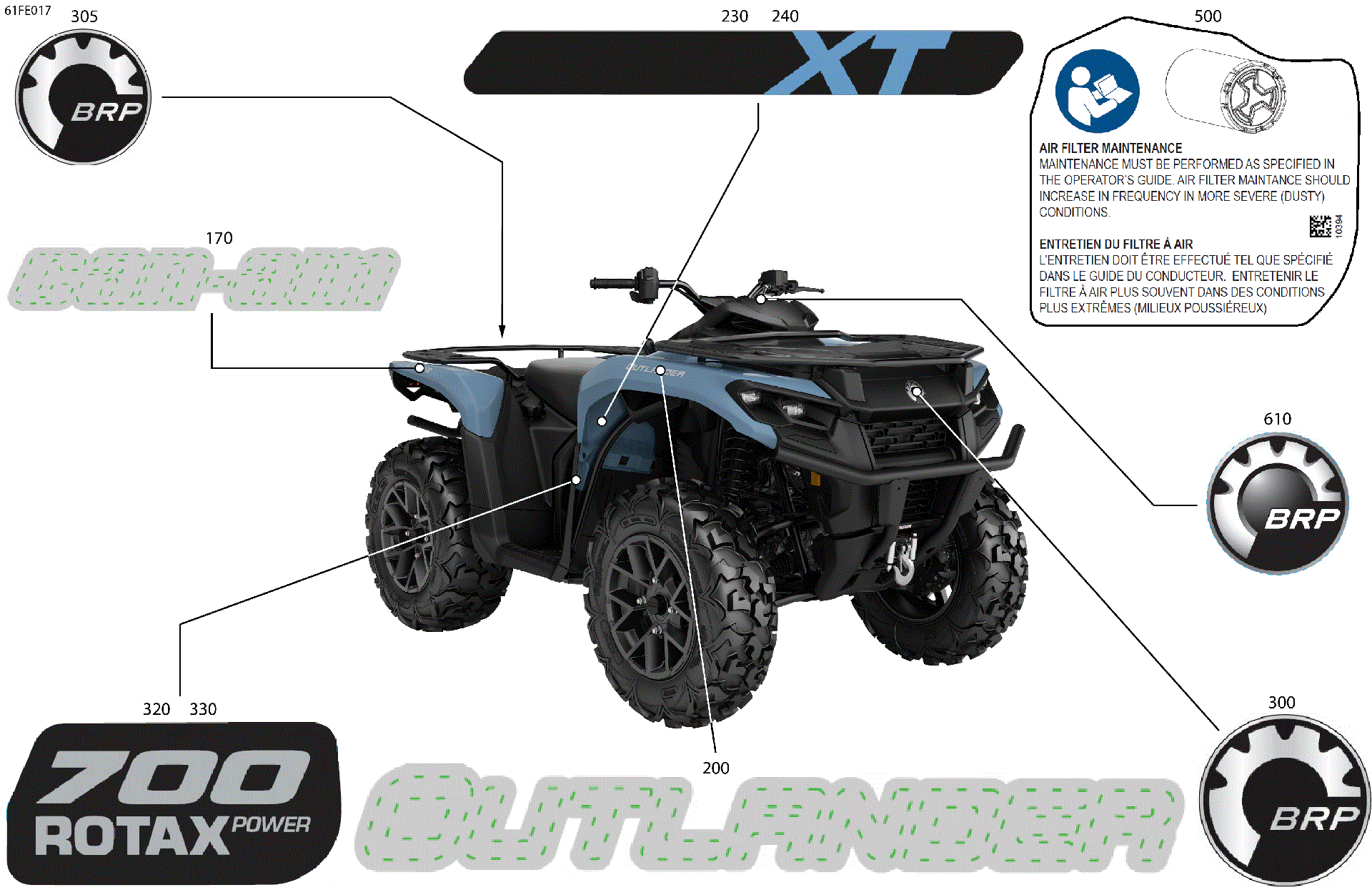 An Image of a Genuine Can-Am Parts Schematic Diagram showing the schematic - BODY - FEATURE DECALS