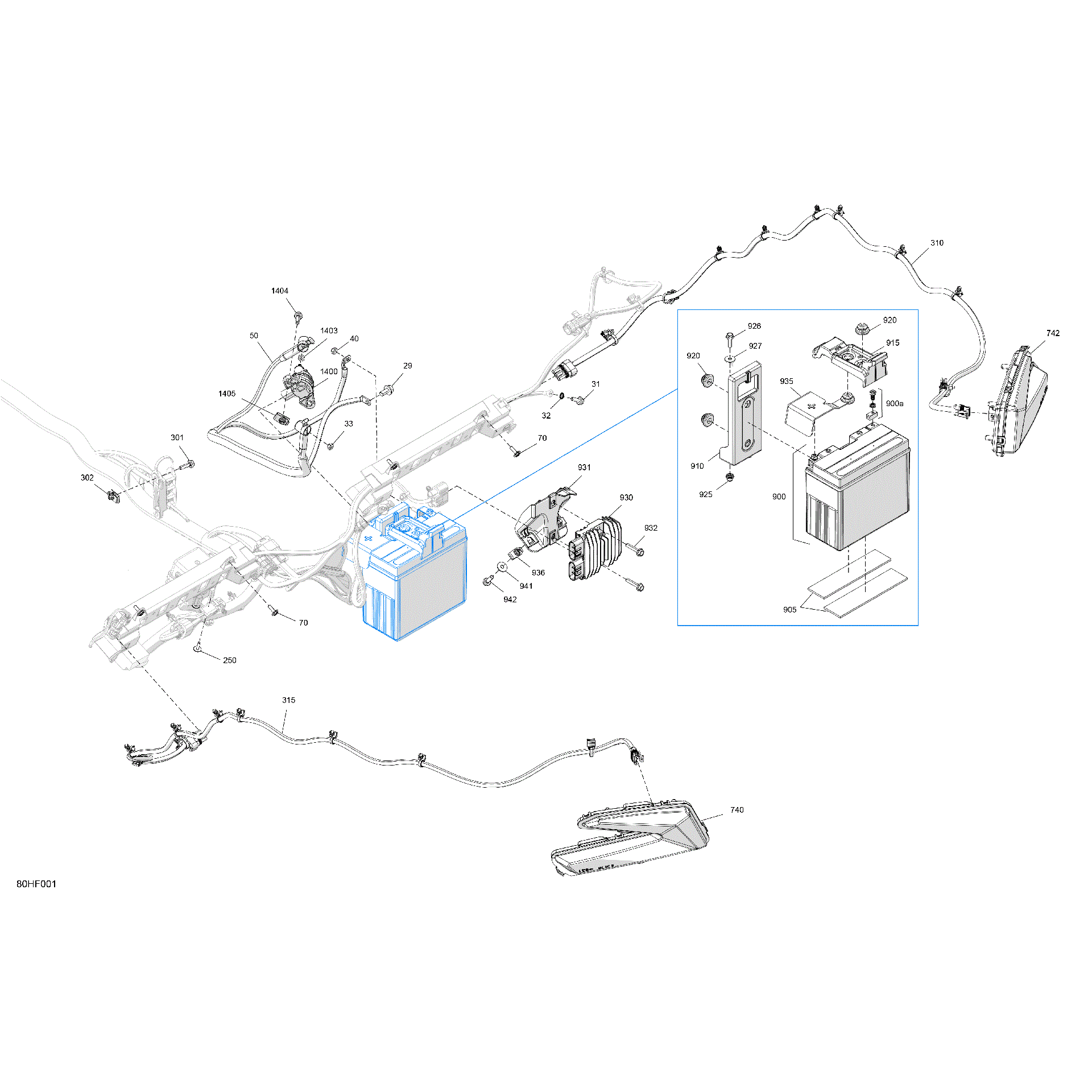 An Image of a Genuine Can-Am Parts Schematic Diagram showing the schematic - ELECTRIC - REAR SECTION