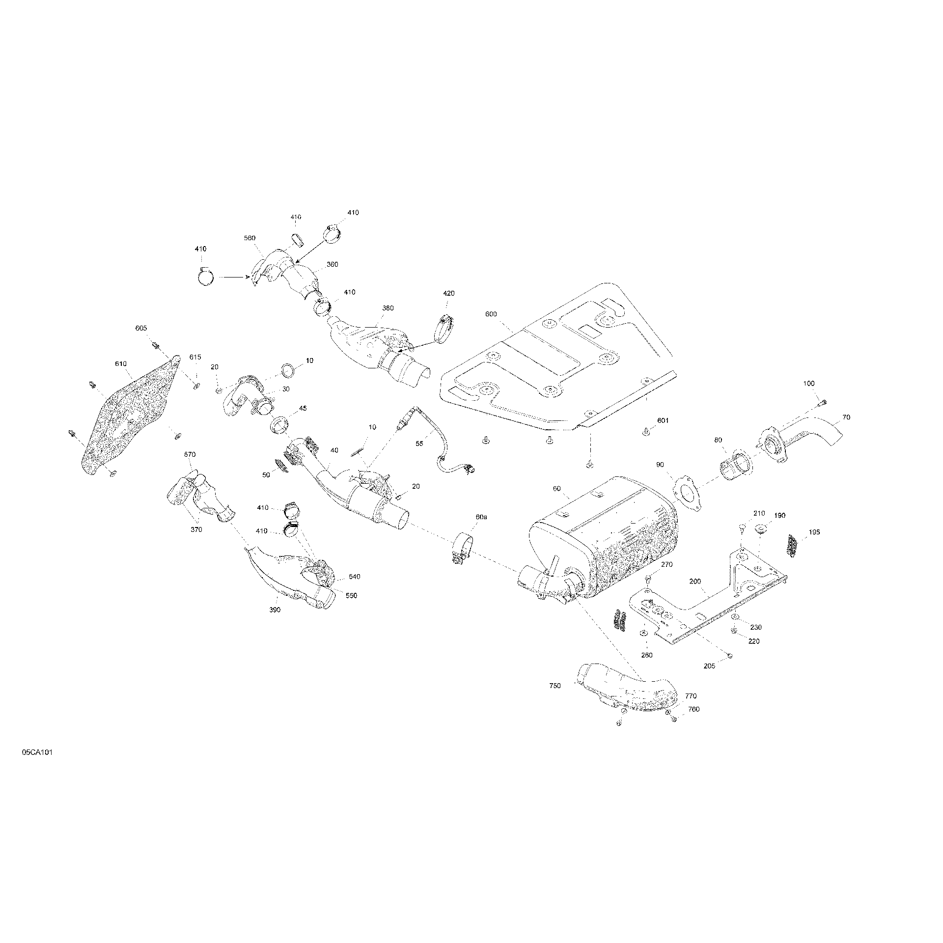 An Image of a Genuine Can-Am Parts Schematic Diagram showing the schematic - ENGINE - EXHAUST