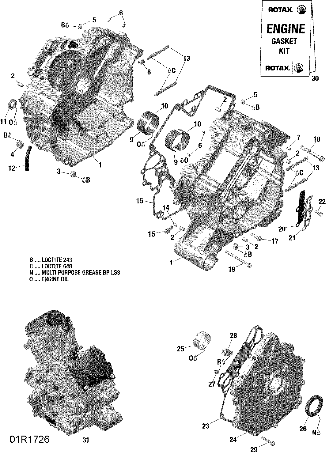 An Image of a Genuine Can-Am Parts Schematic Diagram showing the schematic - CRANKCASE - HD8