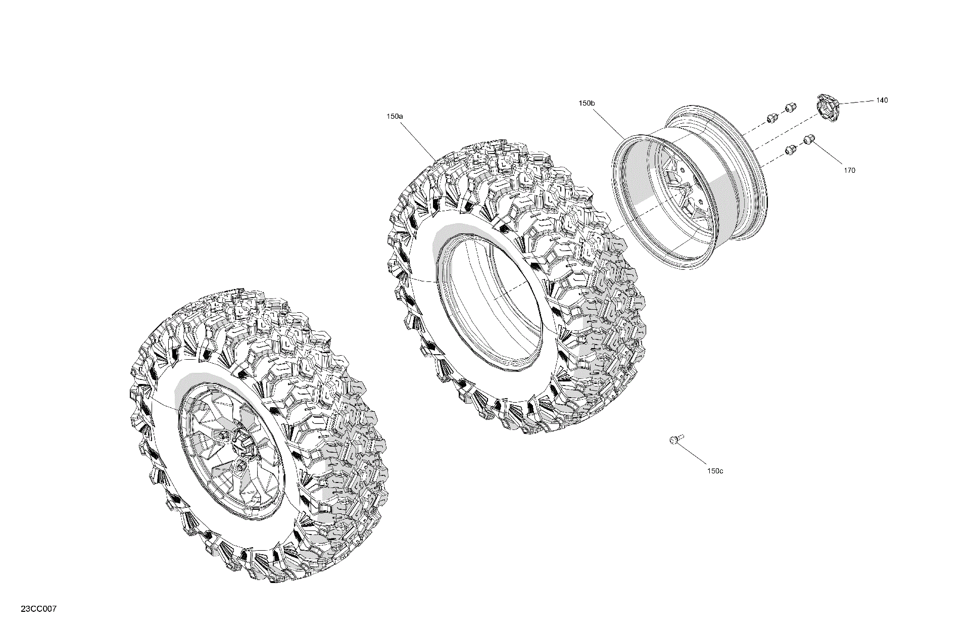 An Image of a Genuine Can-Am Parts Schematic Diagram showing the schematic - DRIVE - REAR WHEELS