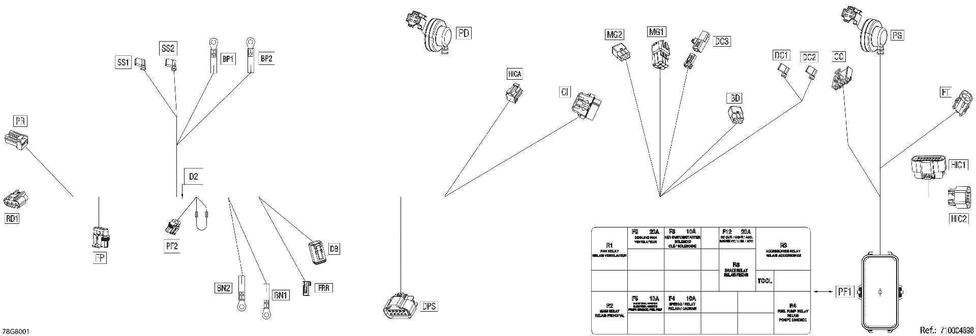 An Image of a Genuine Can-Am Parts Schematic Diagram showing the schematic - ELECTRIC - MAIN HARNESS - 710004898