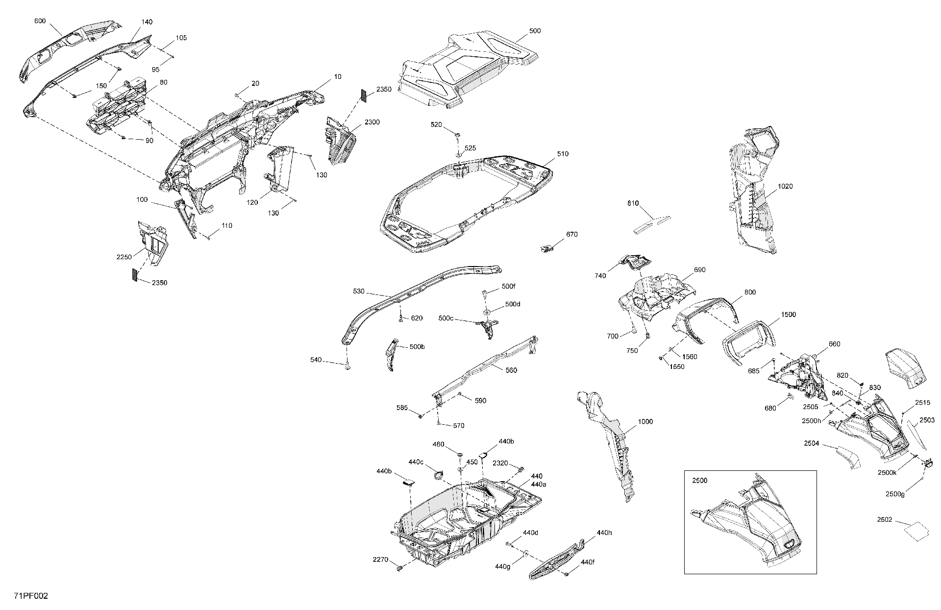 An Image of a Genuine Can-Am Parts Schematic Diagram showing the schematic - BODY - FRONT SECTION