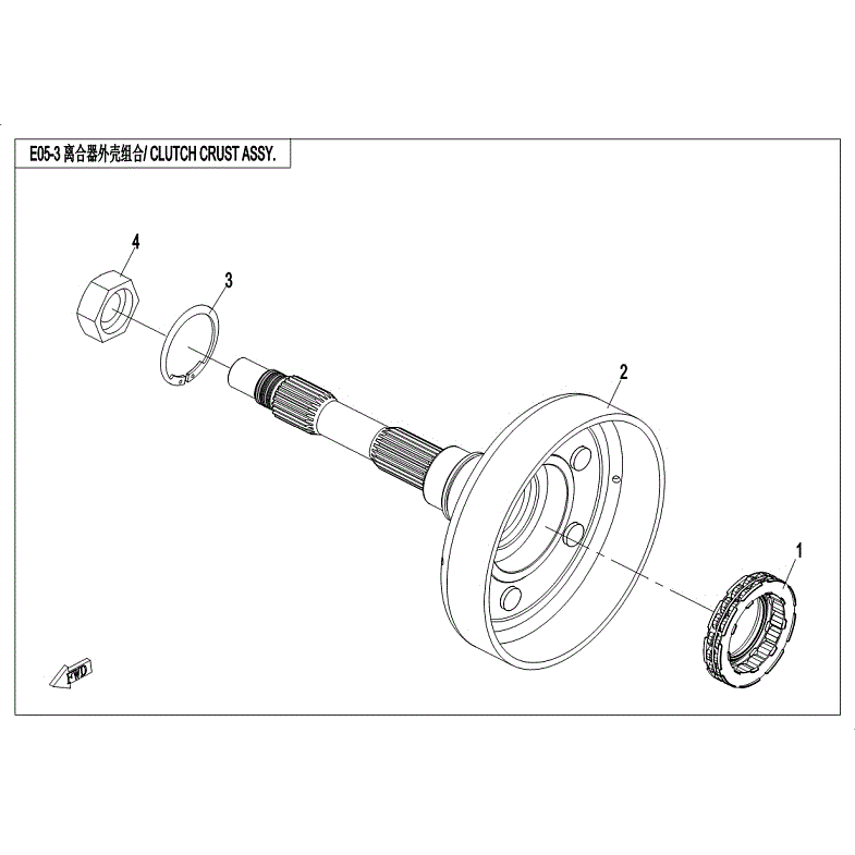 An Image of a Genuine CFMOTO Parts Schematic Diagram showing the schematic - WET CLUTCH ASSY. - 2018 CFMOTO ZFORCE 800 Trail