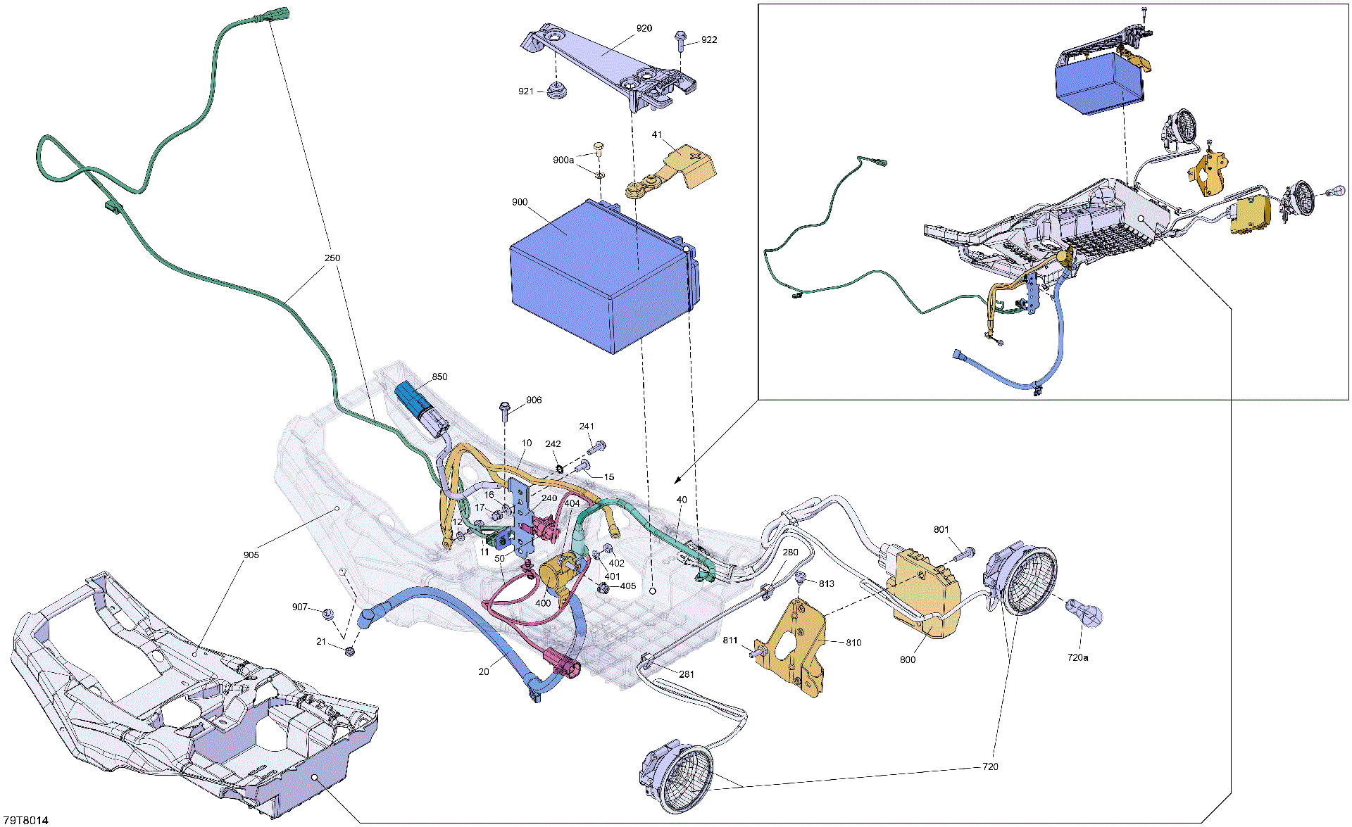 An Image of a Genuine Can-Am Parts Schematic Diagram showing the schematic - ELECTRIC - REAR SECTION