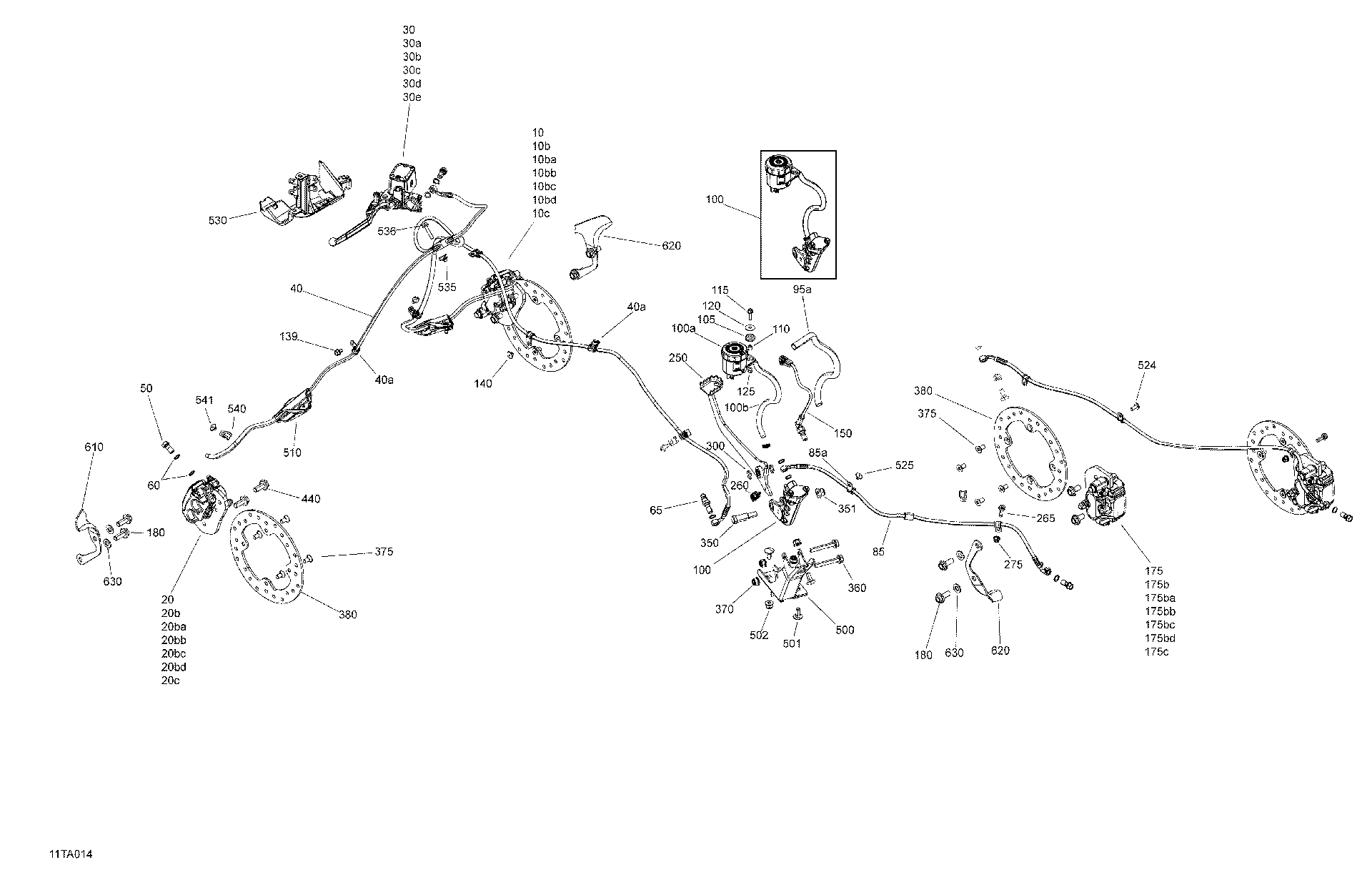 An Image of a Genuine Can-Am Parts Schematic Diagram showing the schematic - MECHANIC - BRAKES