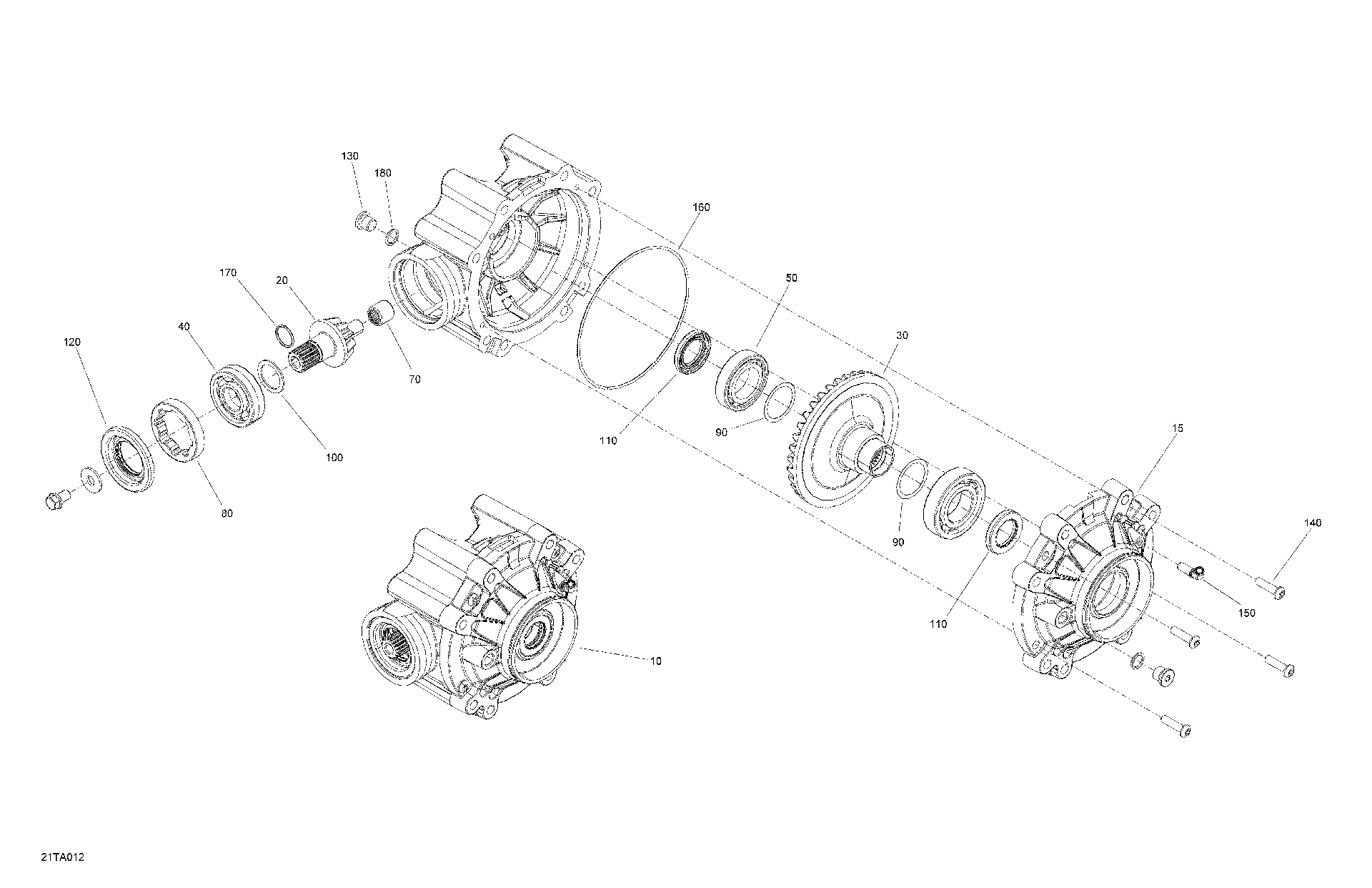 An Image of a Genuine Can-Am Parts Schematic Diagram showing the schematic - DRIVE - REAR SECTION - FINAL DRIVE UNIT