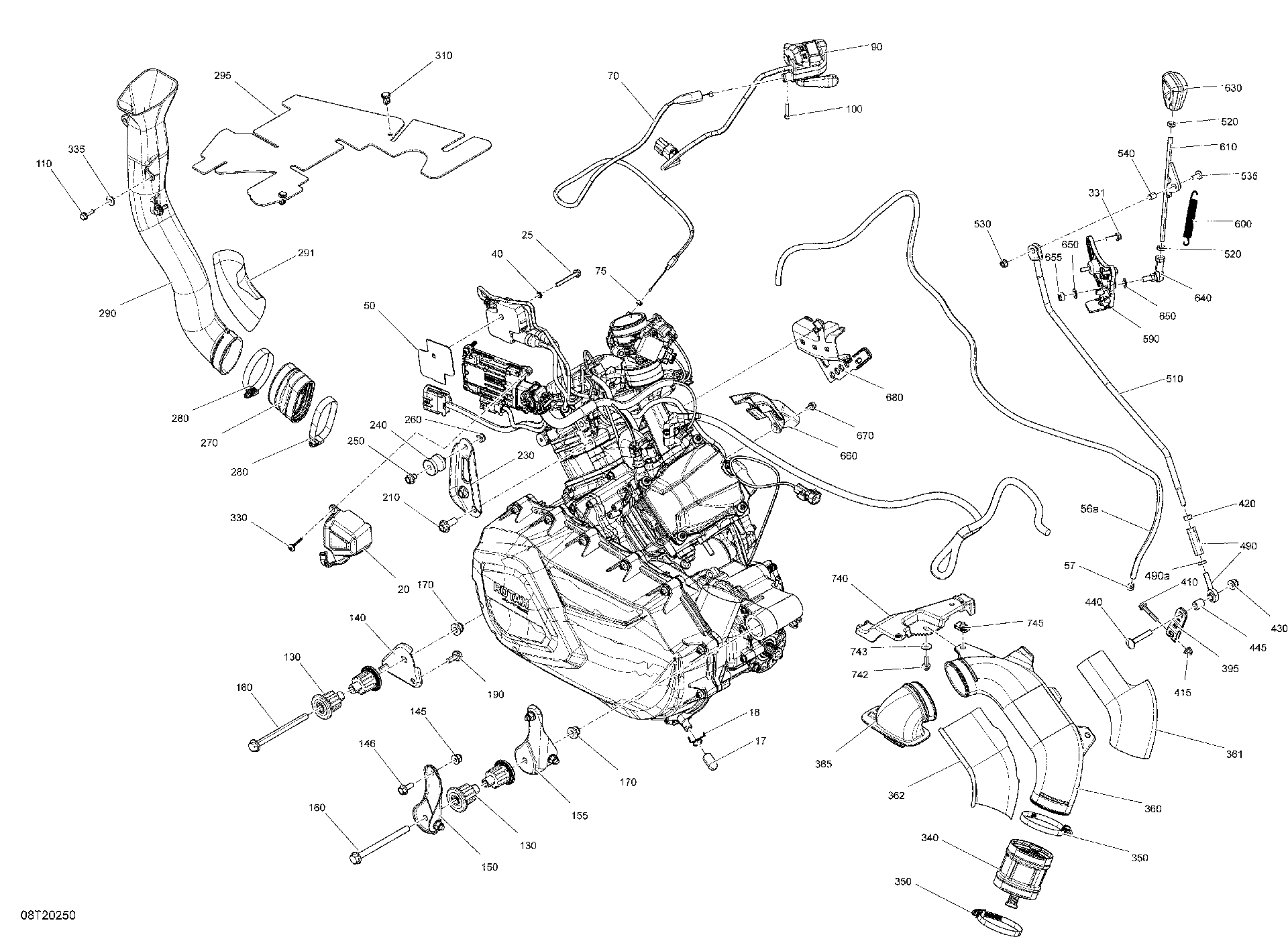 An Image of a Genuine Can-Am Parts Schematic Diagram showing the schematic - ENGINE