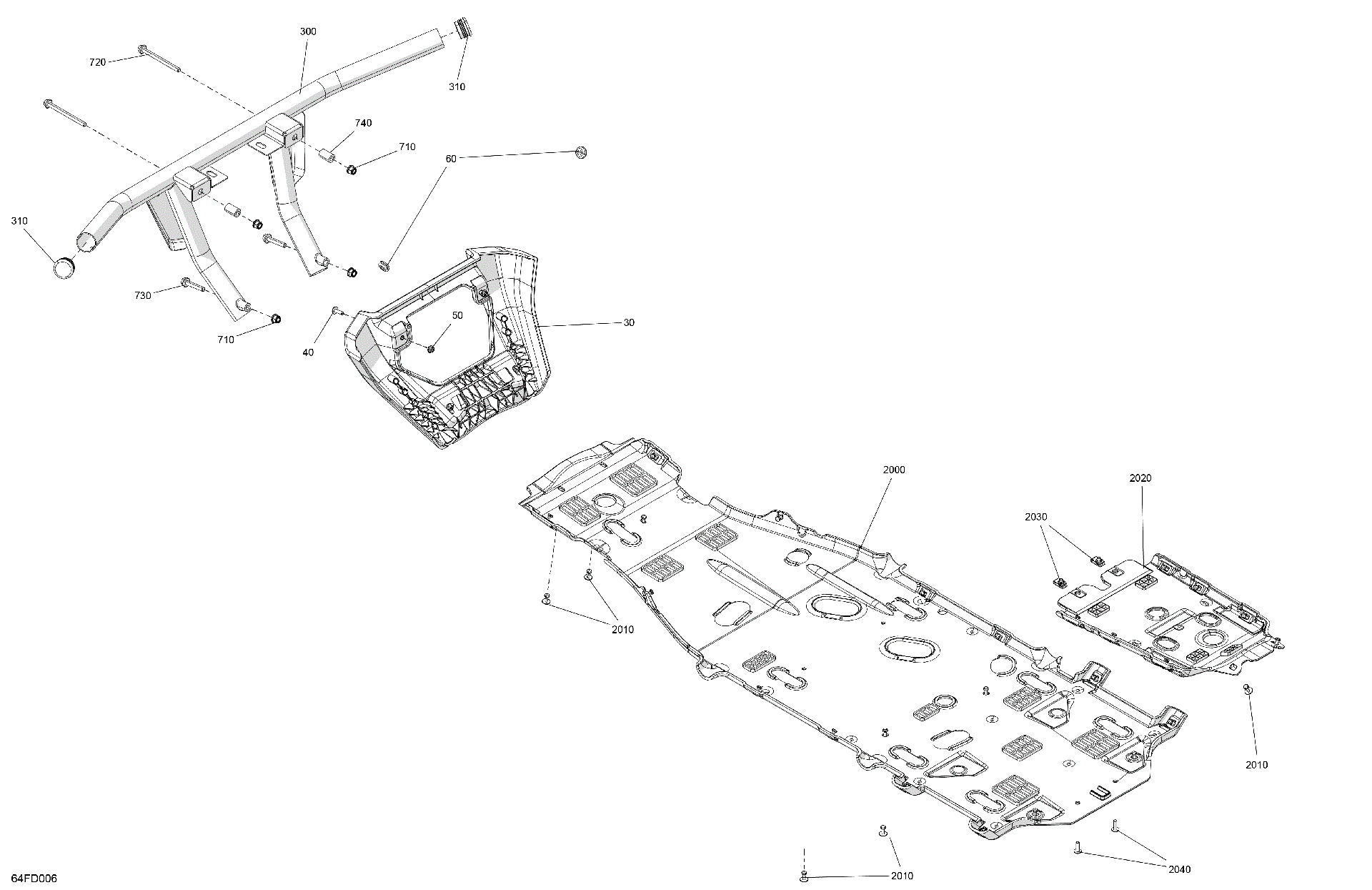 An Image of a Genuine Can-Am Parts Schematic Diagram showing the schematic - BODY - SKID PLATE AND BUMPER