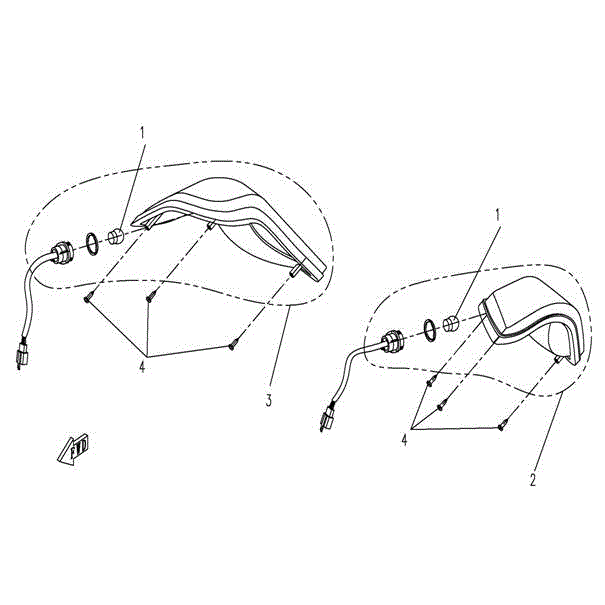 An Image of a genuine CFMOTO Parts Schematic Diagram showing the group - REAR TURN LIGHT - 2015 CFMOTO CFORCE 500 SWB