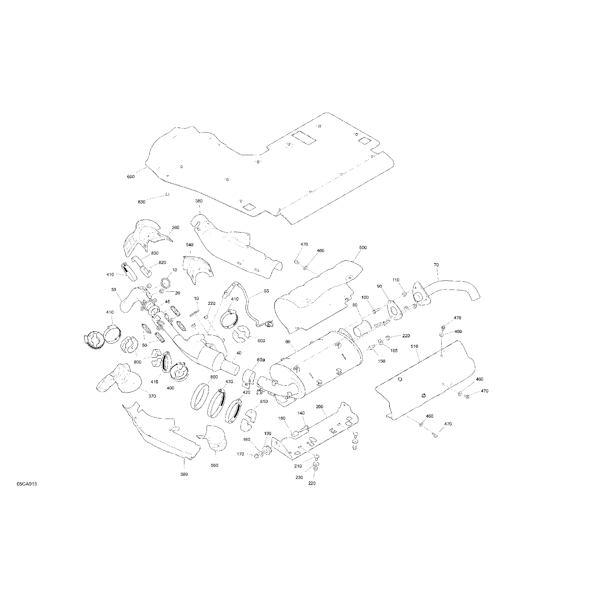 An Image of a Genuine Can-Am Parts Schematic Diagram showing the schematic - ENGINE - EXHAUST