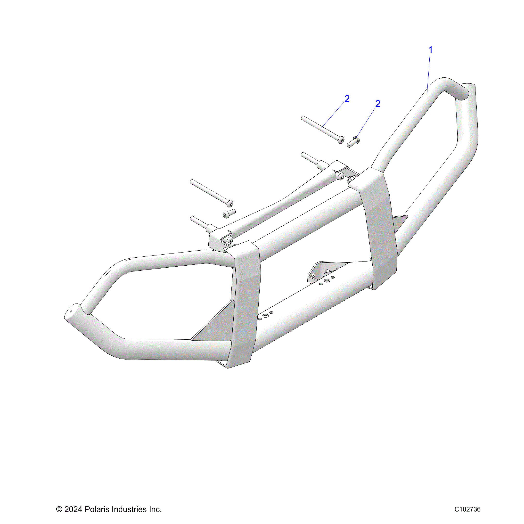 An Image of a Genuine Polaris Parts Schematic Diagram showing the schematic - BODY: BRUSH GUARDS - 2025 POLARIS SPORTSMAN TOURING XP 1000