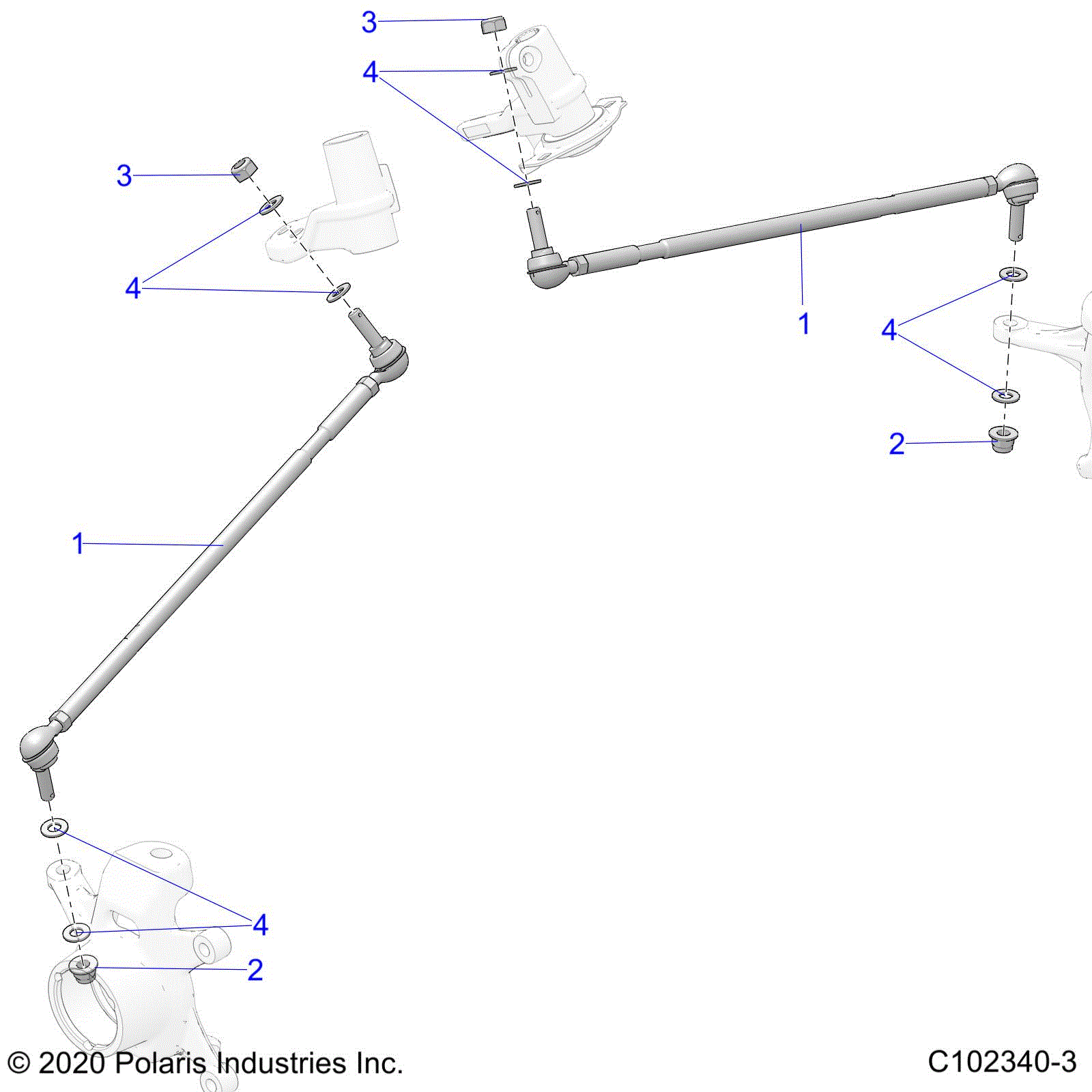 An Image of a Genuine Polaris Parts Schematic Diagram showing the schematic - STEERING: STEERING TIE RODS - 2021 POLARIS SPORTSMAN XP 1000 S 55"