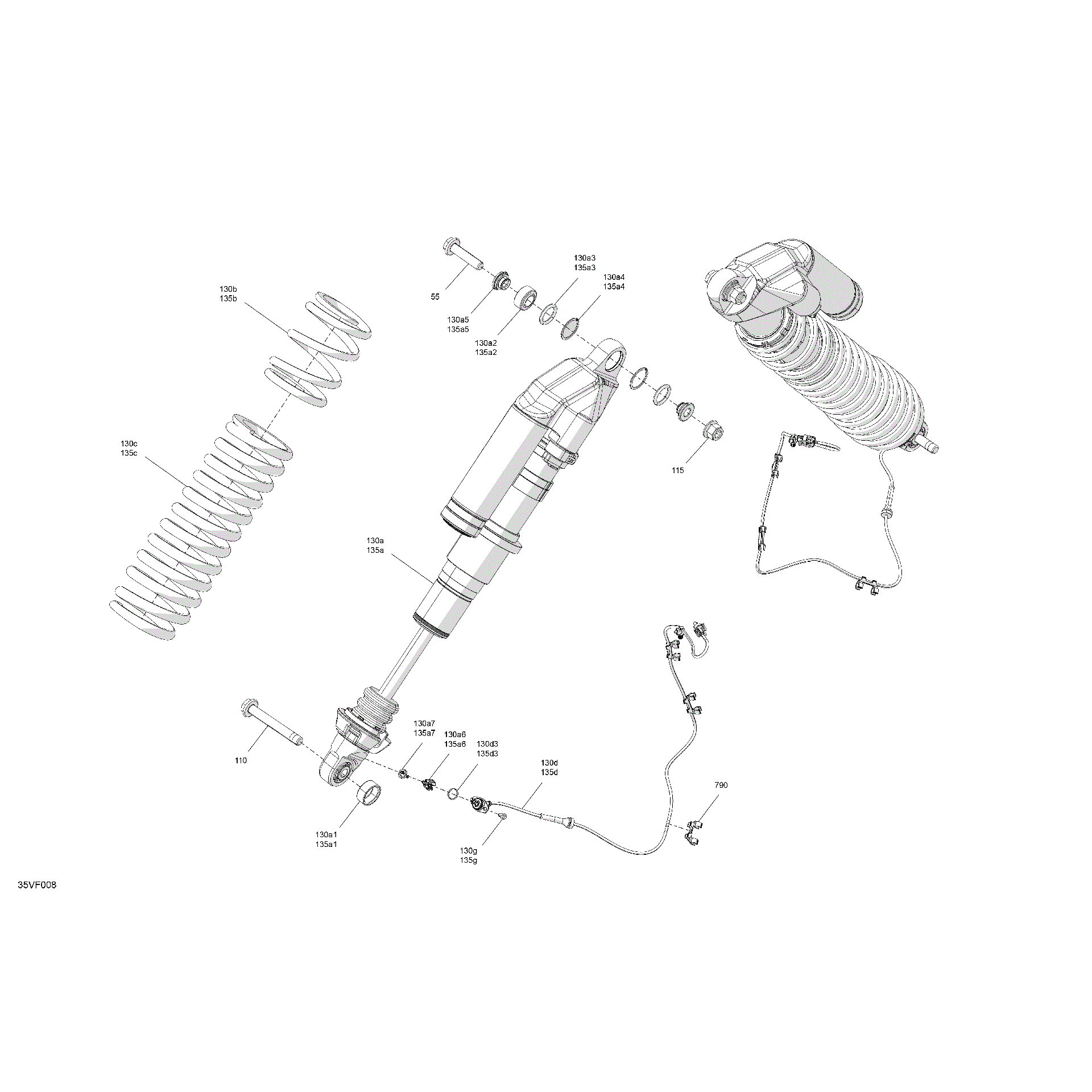 An Image of a Genuine Can-Am Parts Schematic Diagram showing the schematic - SUSPENSION - FRONT SHOCKS