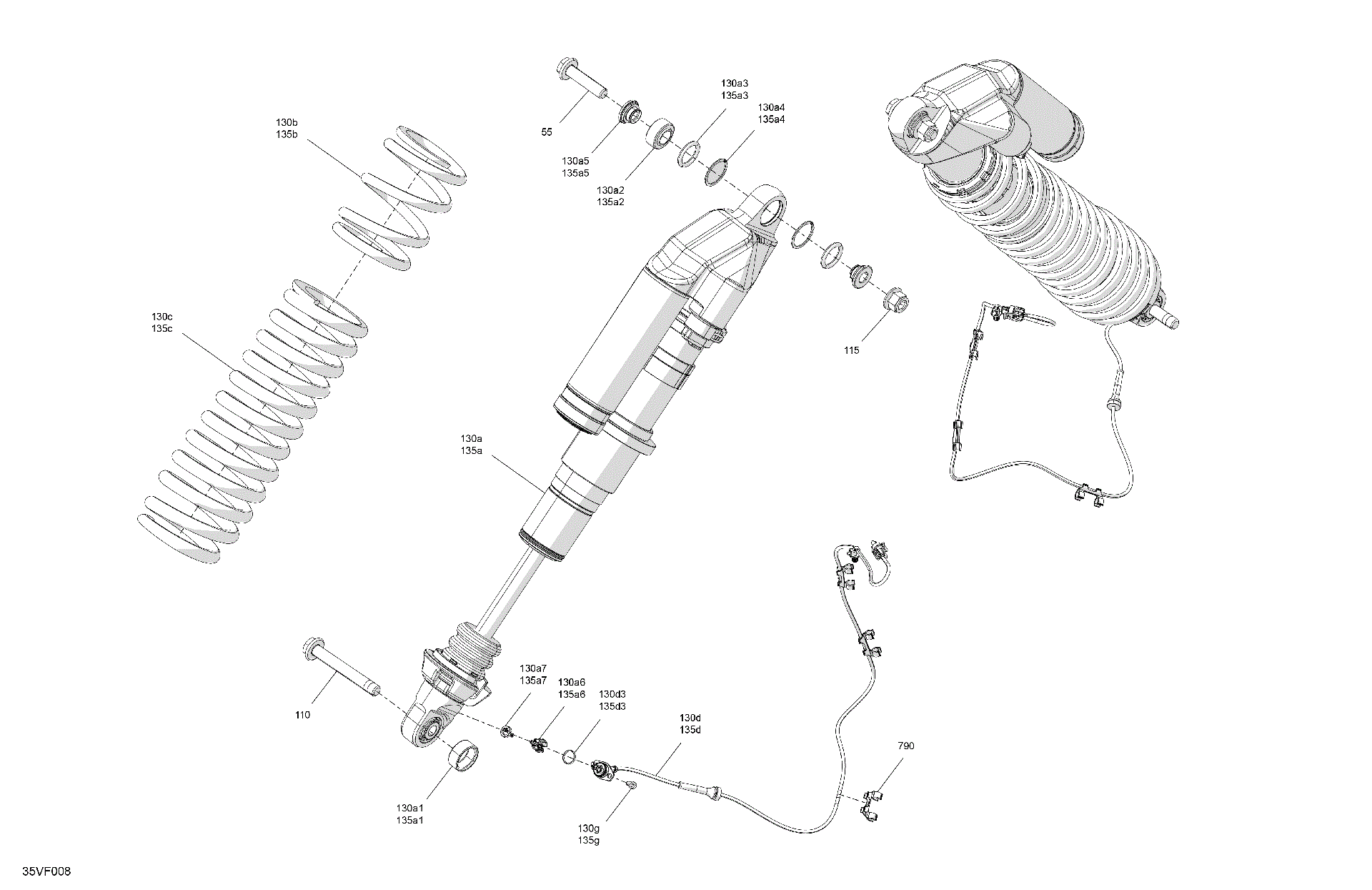 An Image of a Genuine Can-Am Parts Schematic Diagram showing the schematic - SUSPENSION - FRONT SHOCKS