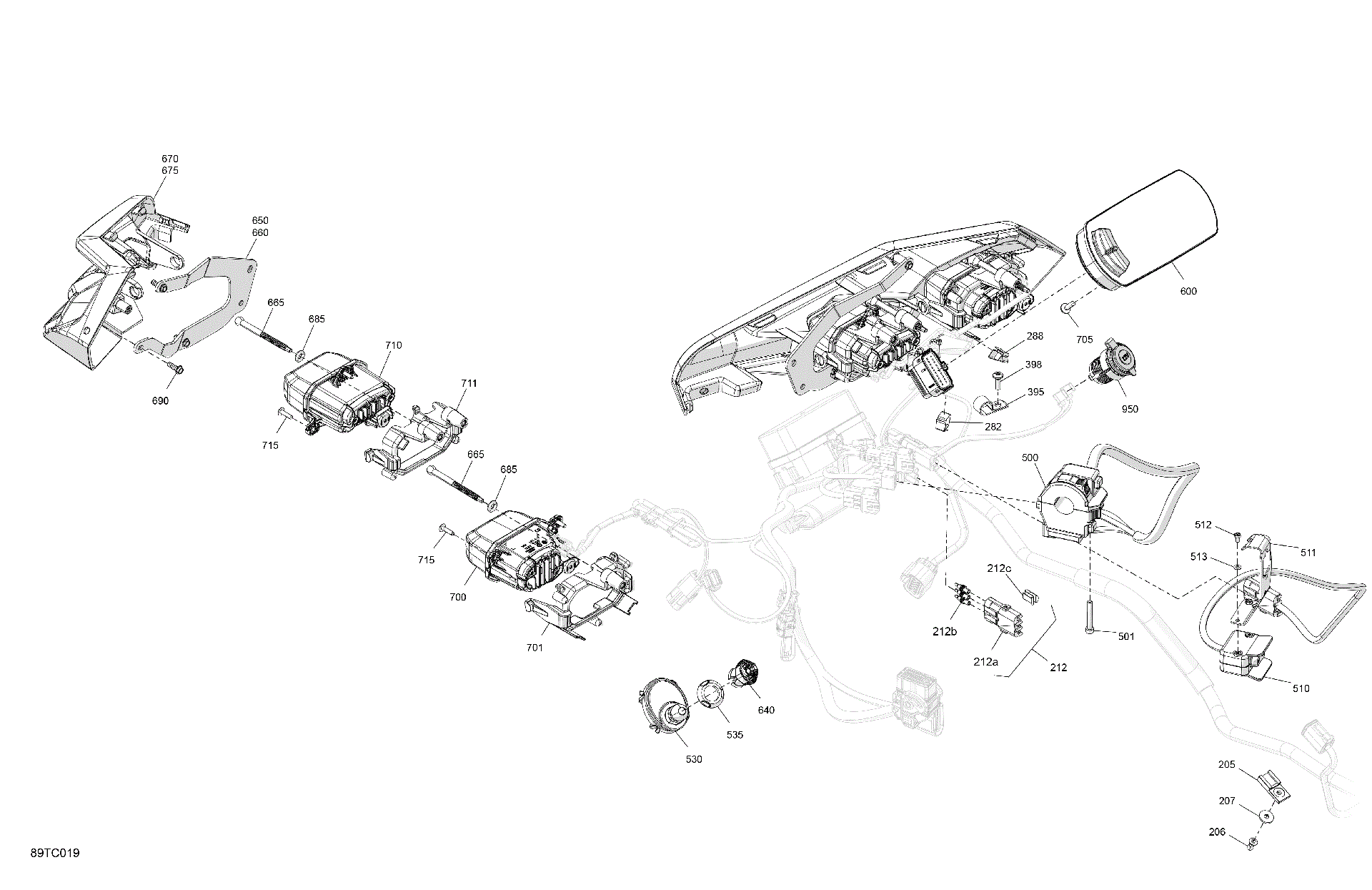 An Image of a Genuine Can-Am Parts Schematic Diagram showing the schematic - ELECTRIC - FRONT SECTION