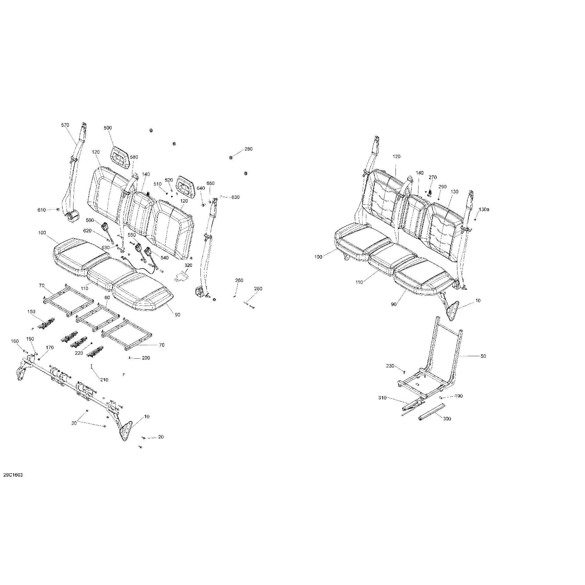 An Image of a Genuine Can-Am Parts Schematic Diagram showing the schematic - SEAT