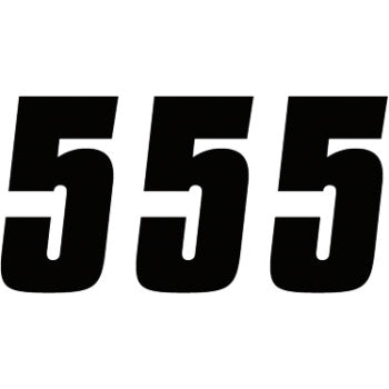 The FX Factory Number 5 Black 7" by Factory Effex features a bold, modern, italicized black "5" on a white background, made from high-gloss vinyl that resists wear even against pressure washers.
