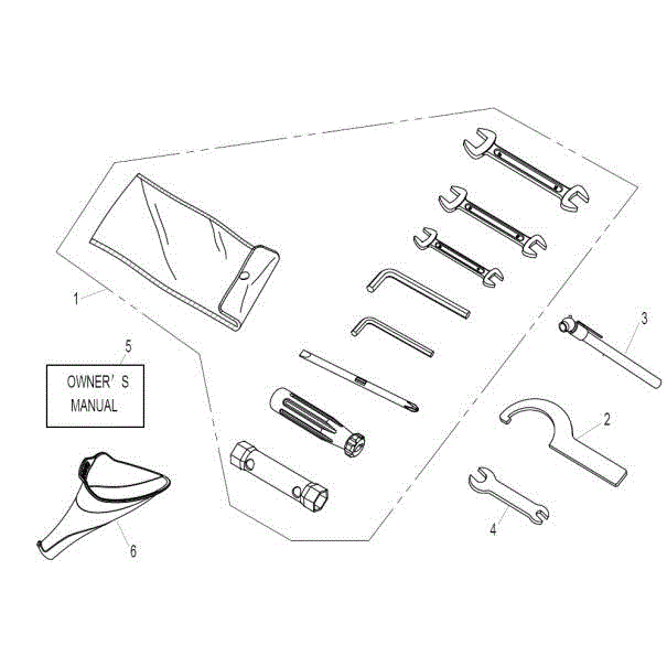 An Image of a genuine CFMOTO Parts Schematic Diagram showing the group - TOOLS - 2016 CFMOTO CFORCE 800 X8