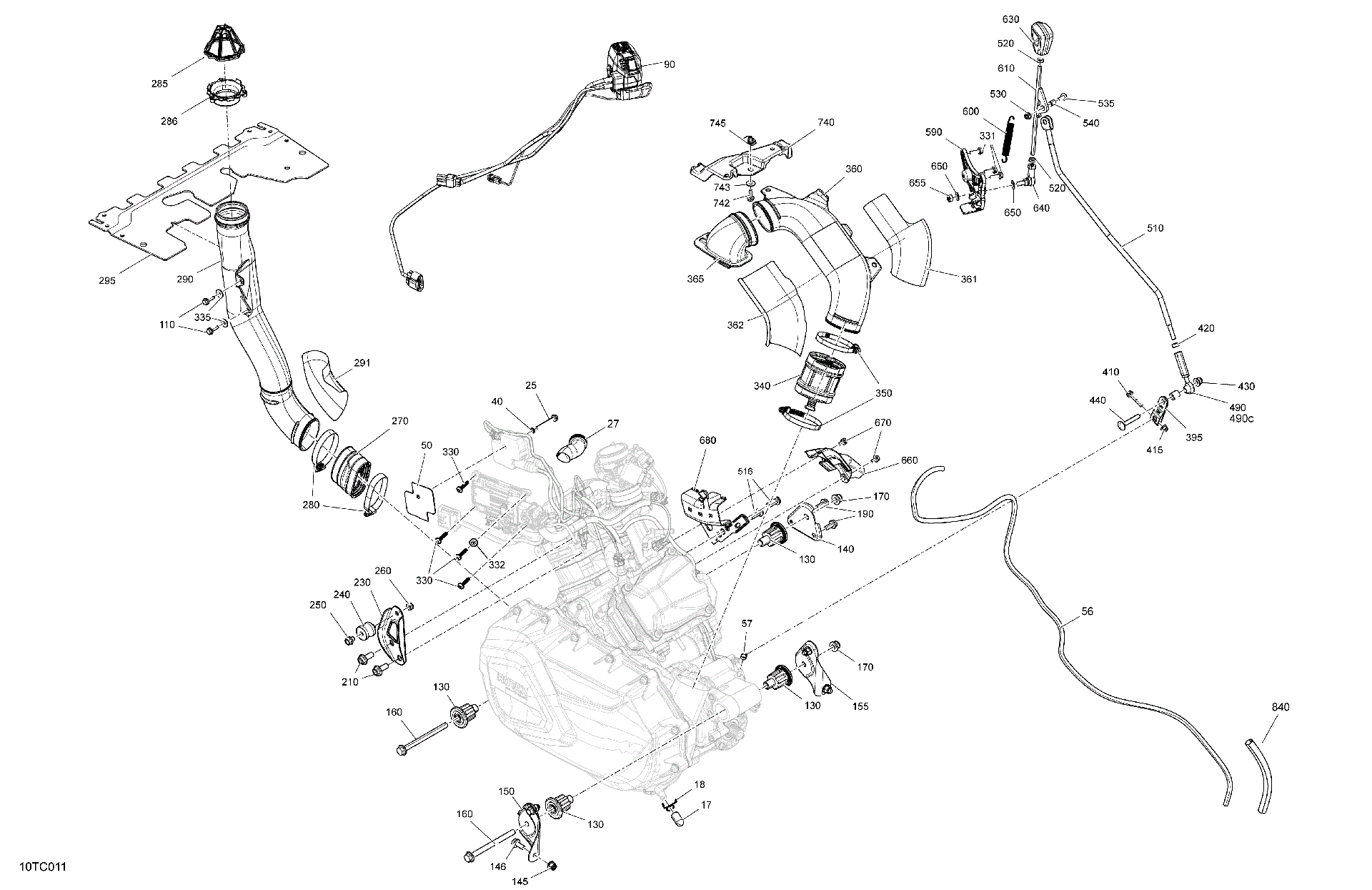 An Image of a Genuine Can-Am Parts Schematic Diagram showing the schematic - ENGINE - SYSTEM
