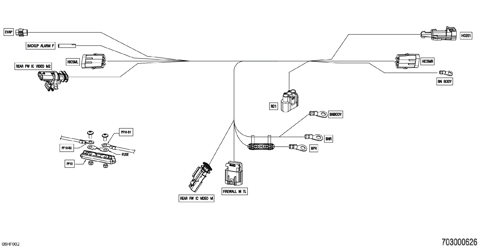 An Image of a Genuine Can-Am Parts Schematic Diagram showing the schematic - ELECTRIC - JUNCTION WIRING HARNESS - 710010772