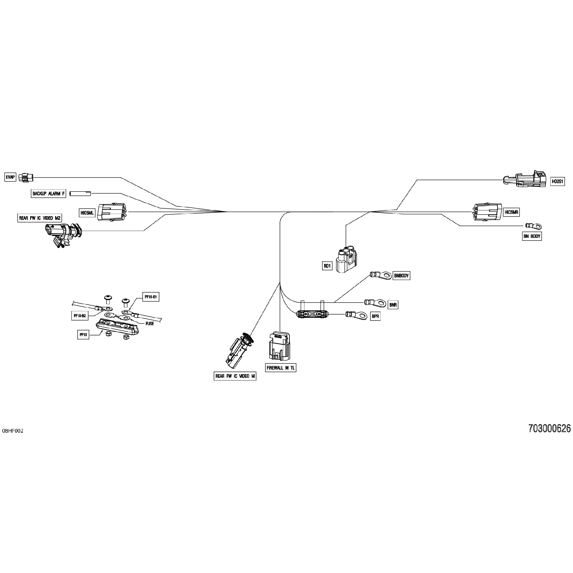 An Image of a Genuine Can-Am Parts Schematic Diagram showing the schematic - ELECTRIC - JUNCTION WIRING HARNESS - 710010772