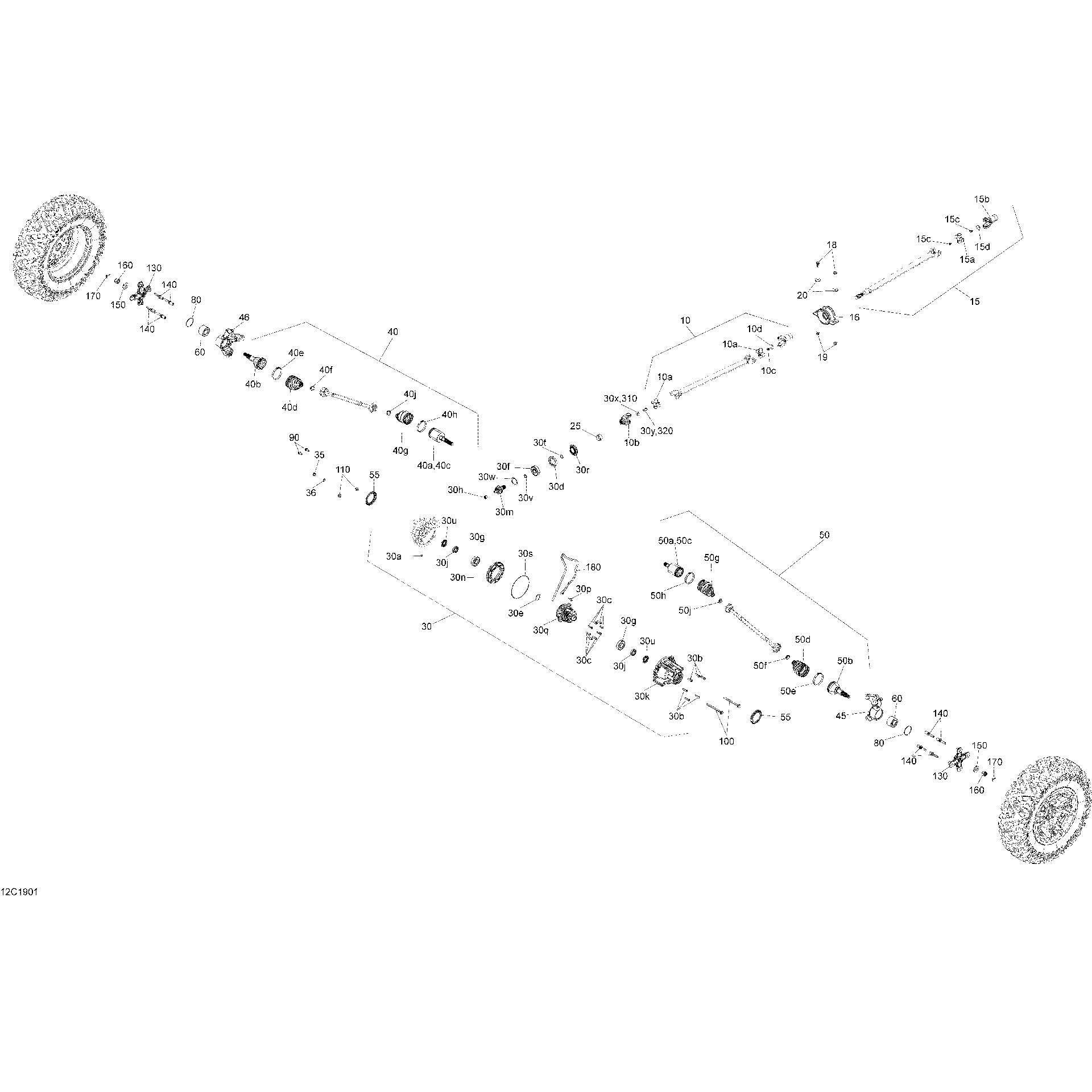 An Image of a Genuine Can-Am Parts Schematic Diagram showing the schematic - FRONT DRIVE - 1000R EFI