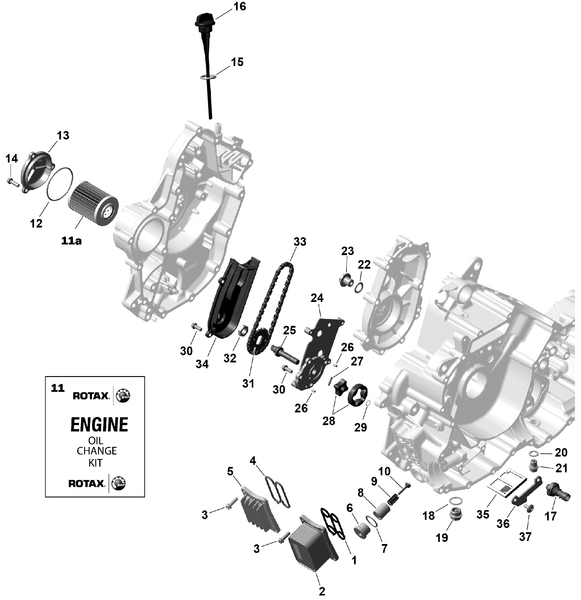 An Image of a Genuine Can-Am Parts Schematic Diagram showing the schematic - ROTAX - ENGINE LUBRICATION
