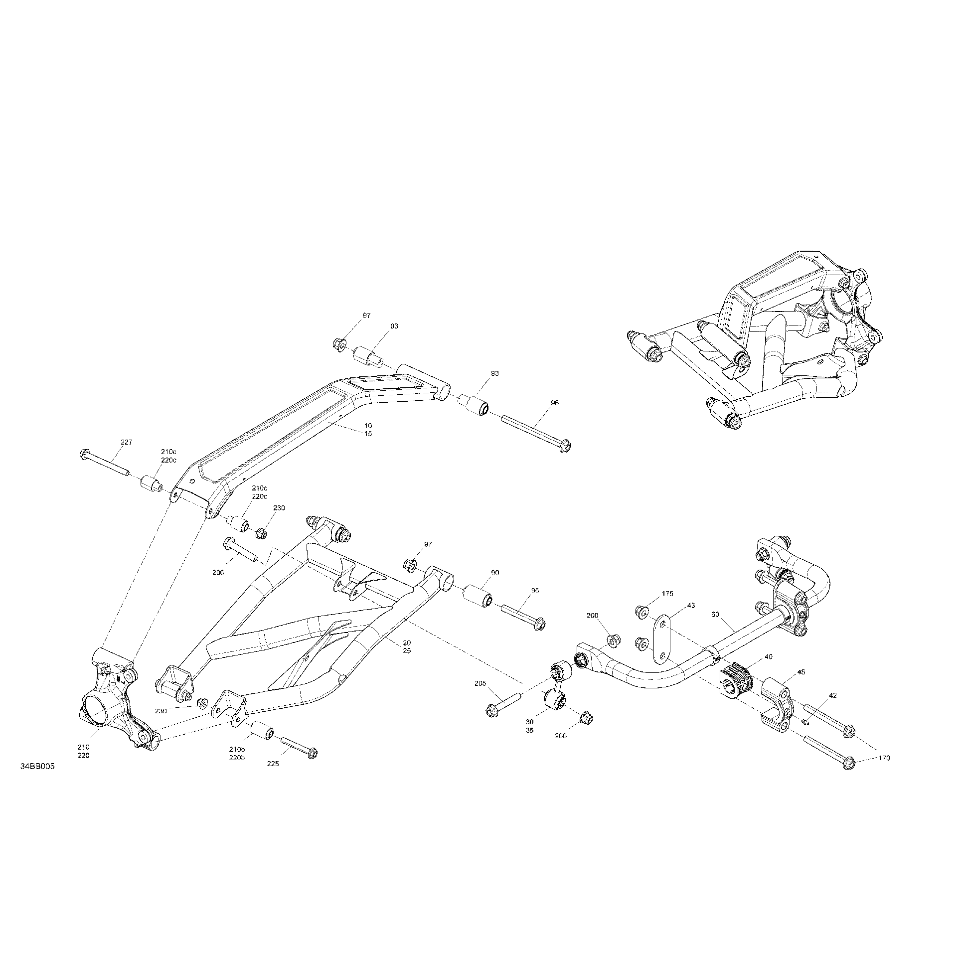 An Image of a Genuine Can-Am Parts Schematic Diagram showing the schematic - SUSPENSION - REAR COMPONENTS