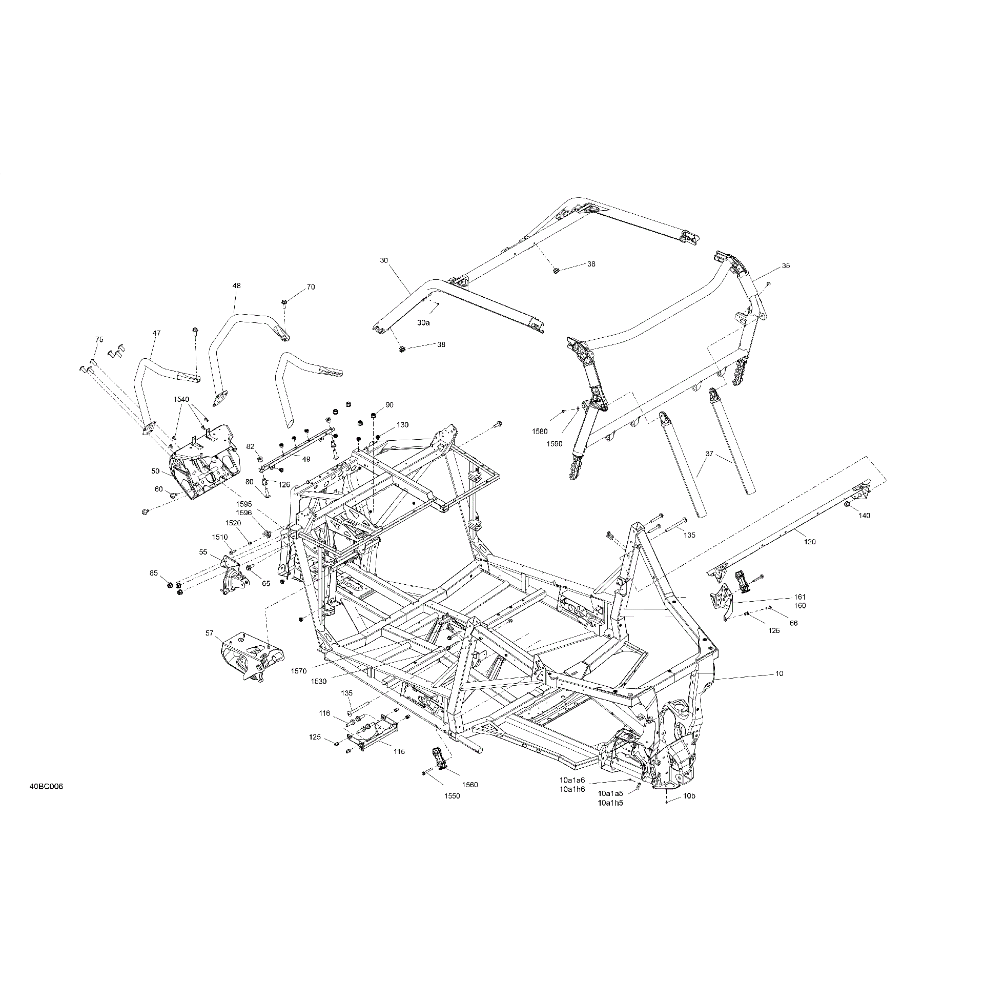 An Image of a Genuine Can-Am Parts Schematic Diagram showing the schematic - FRAME - SYSTEM