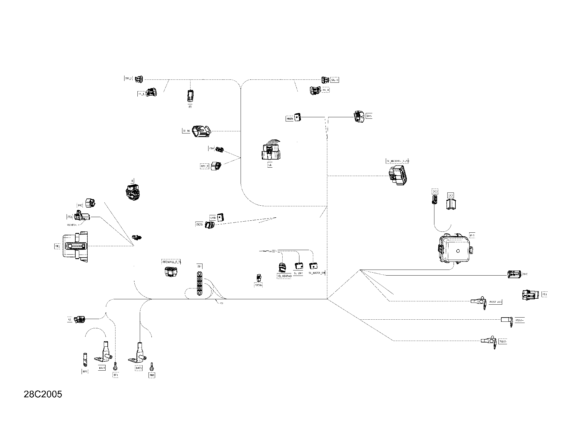 An Image of a Genuine Can-Am Parts Schematic Diagram showing the schematic - ELECTRIC - MAIN HARNESS - 710006658