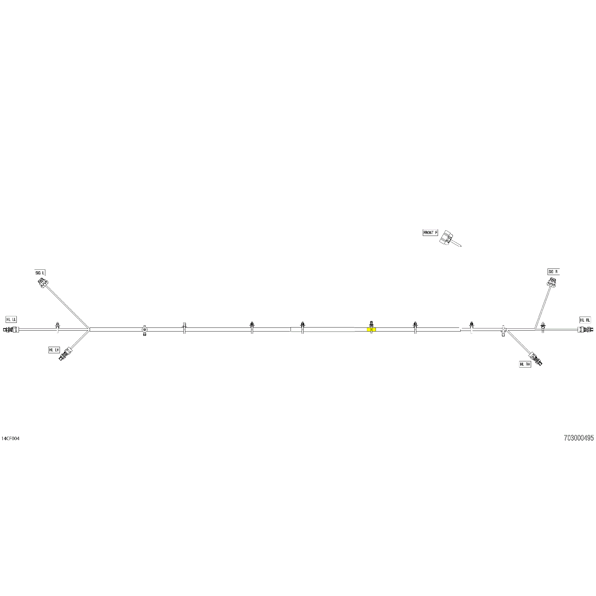 An Image of a Genuine Can-Am Parts Schematic Diagram showing the schematic - ELECTRIC - FRONT WIRING HARNESS - 710009233