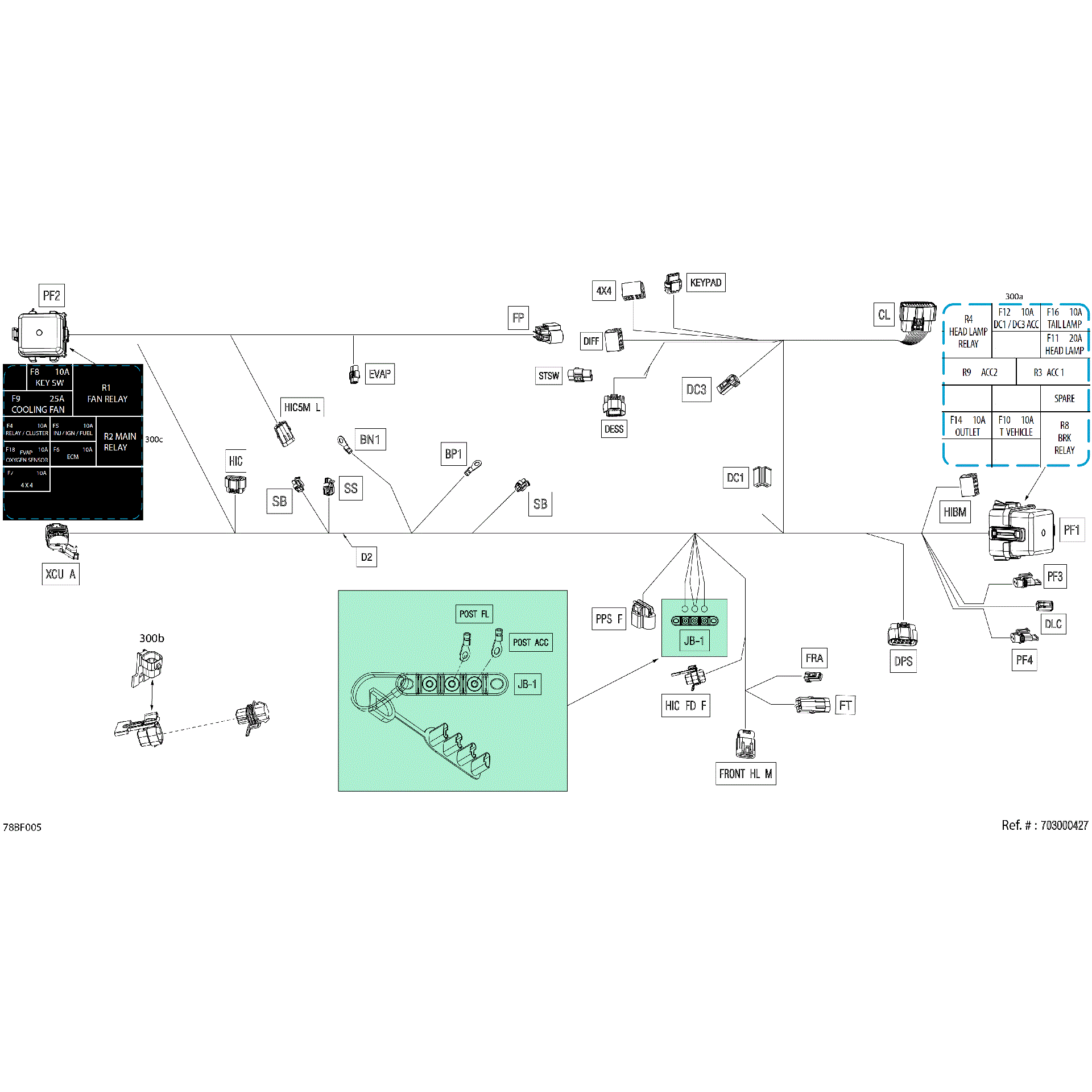 An Image of a Genuine Can-Am Parts Schematic Diagram showing the schematic - ELECTRIC - MAIN HARNESS - 710008831