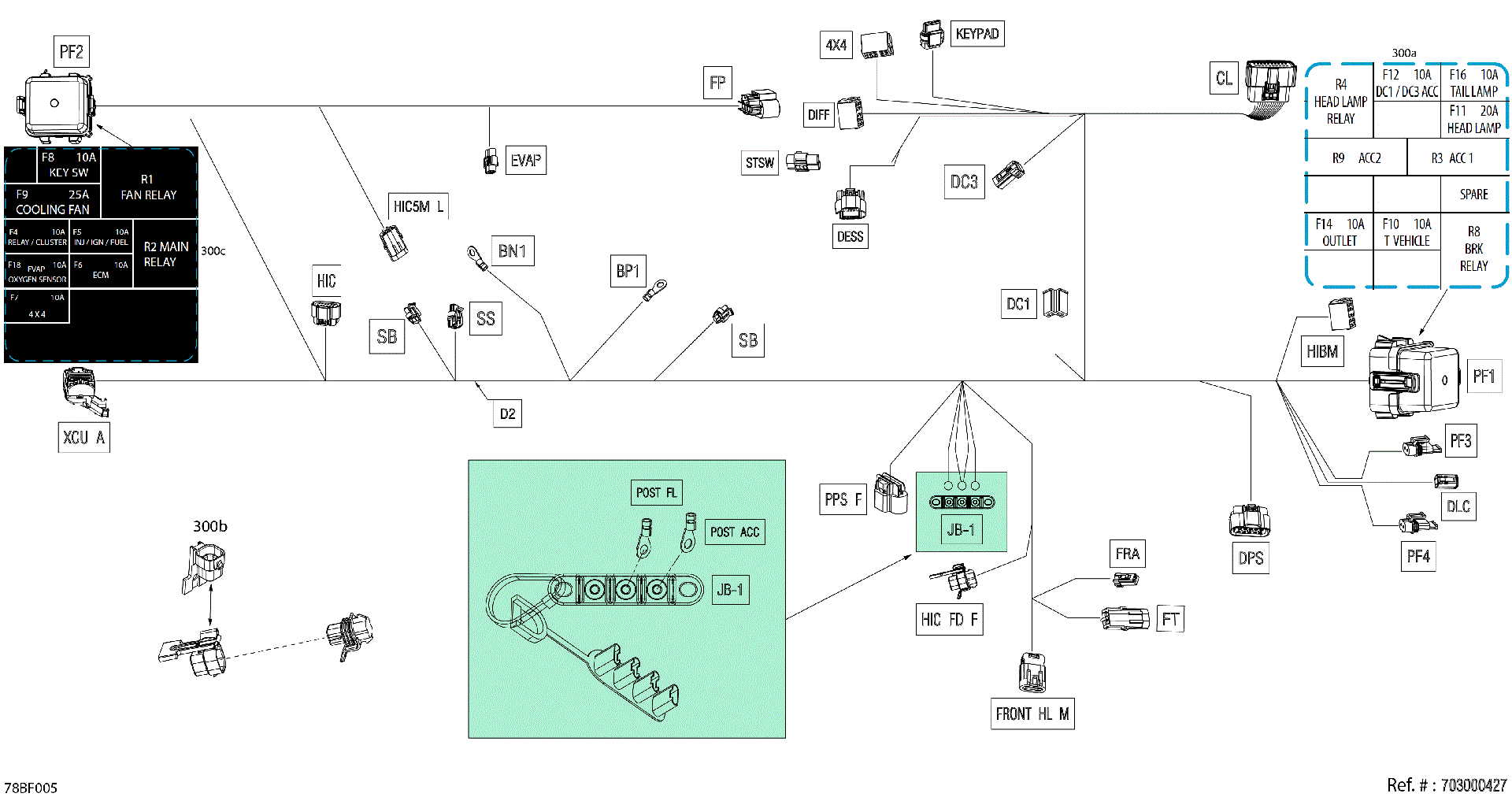 An Image of a Genuine Can-Am Parts Schematic Diagram showing the schematic - ELECTRIC - MAIN HARNESS - 710008831
