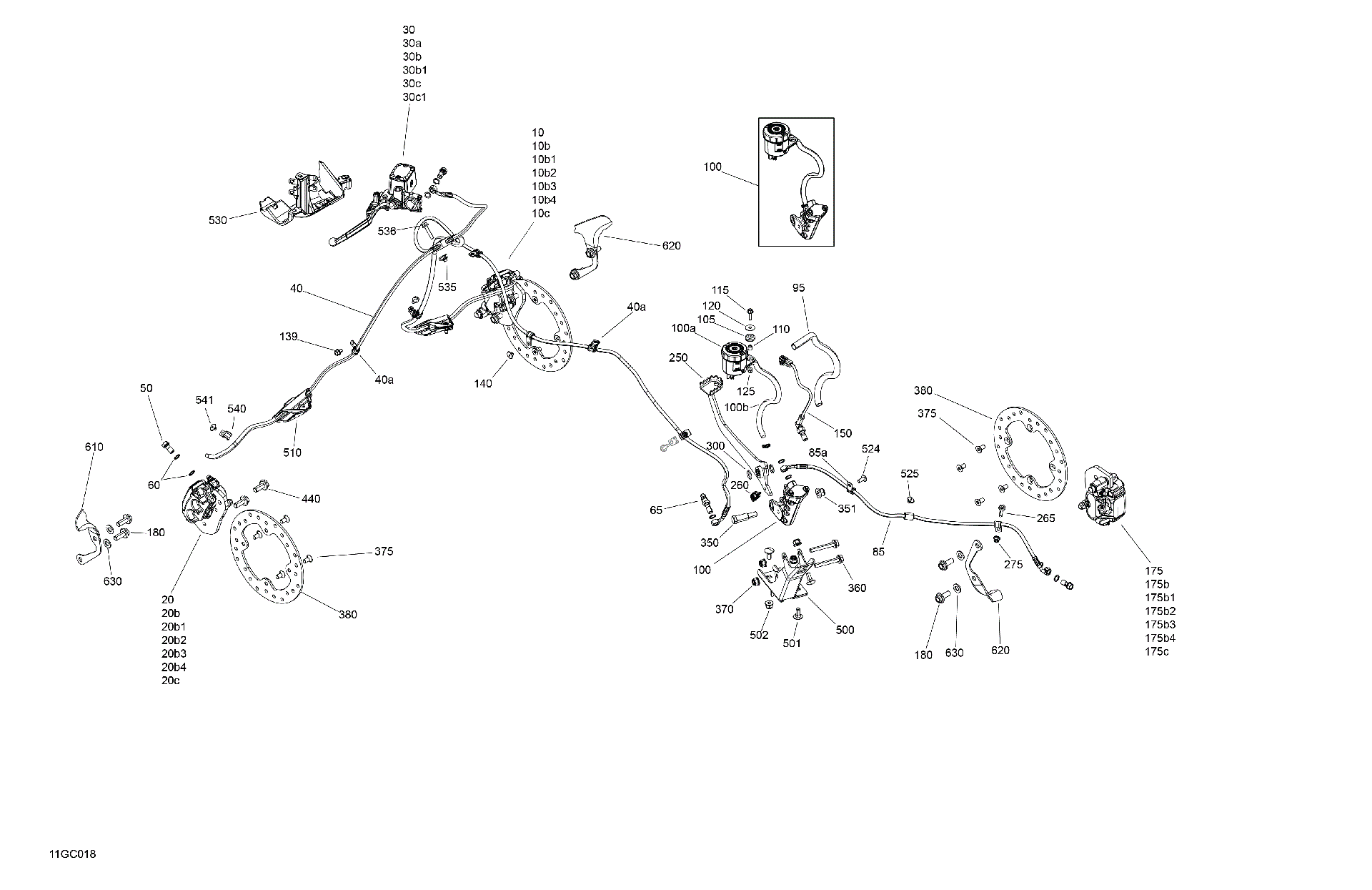 An Image of a Genuine Can-Am Parts Schematic Diagram showing the schematic - MECHANIC - BRAKE SYSTEM