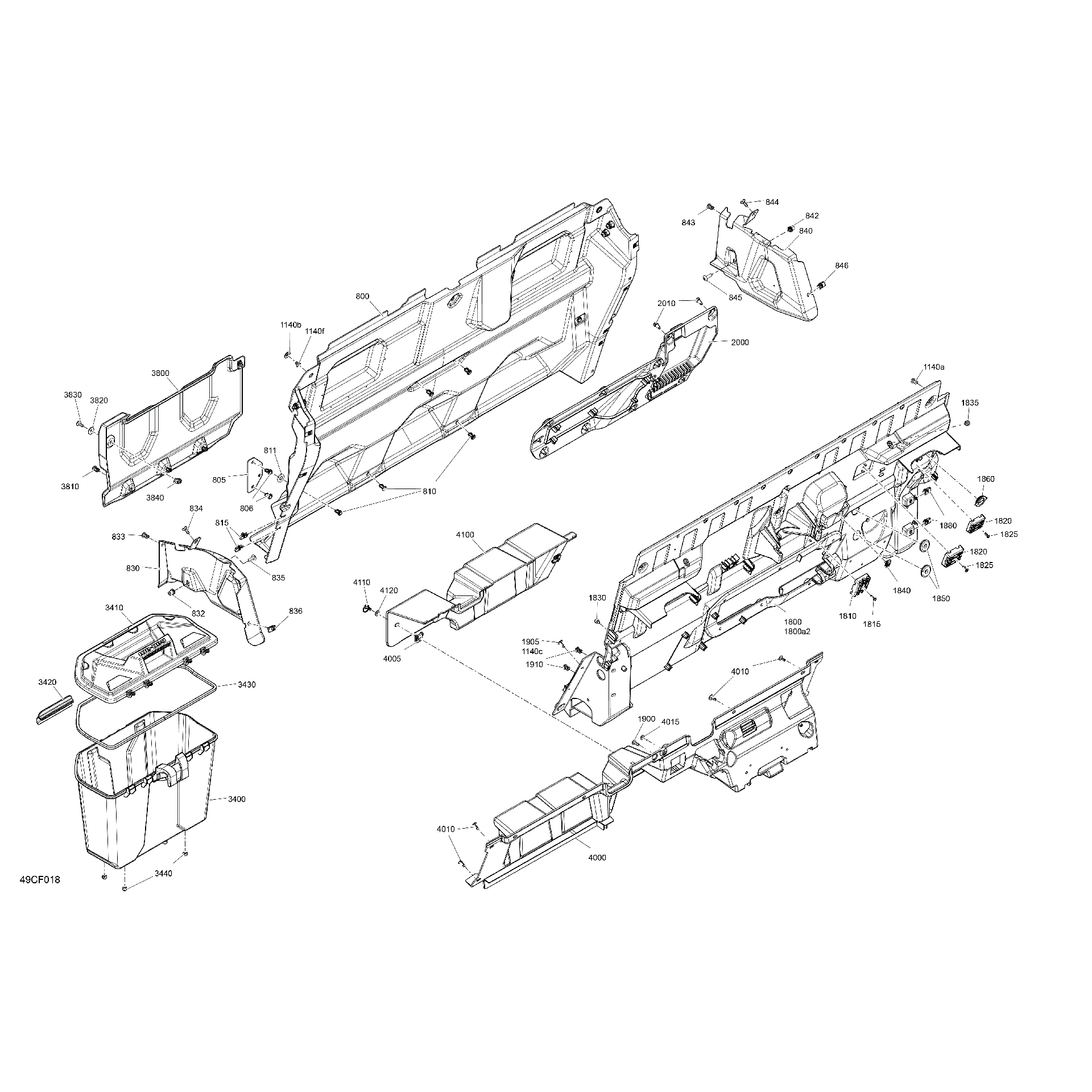 An Image of a Genuine Can-Am Parts Schematic Diagram showing the schematic - CAB INTERIOR - BACK WALL