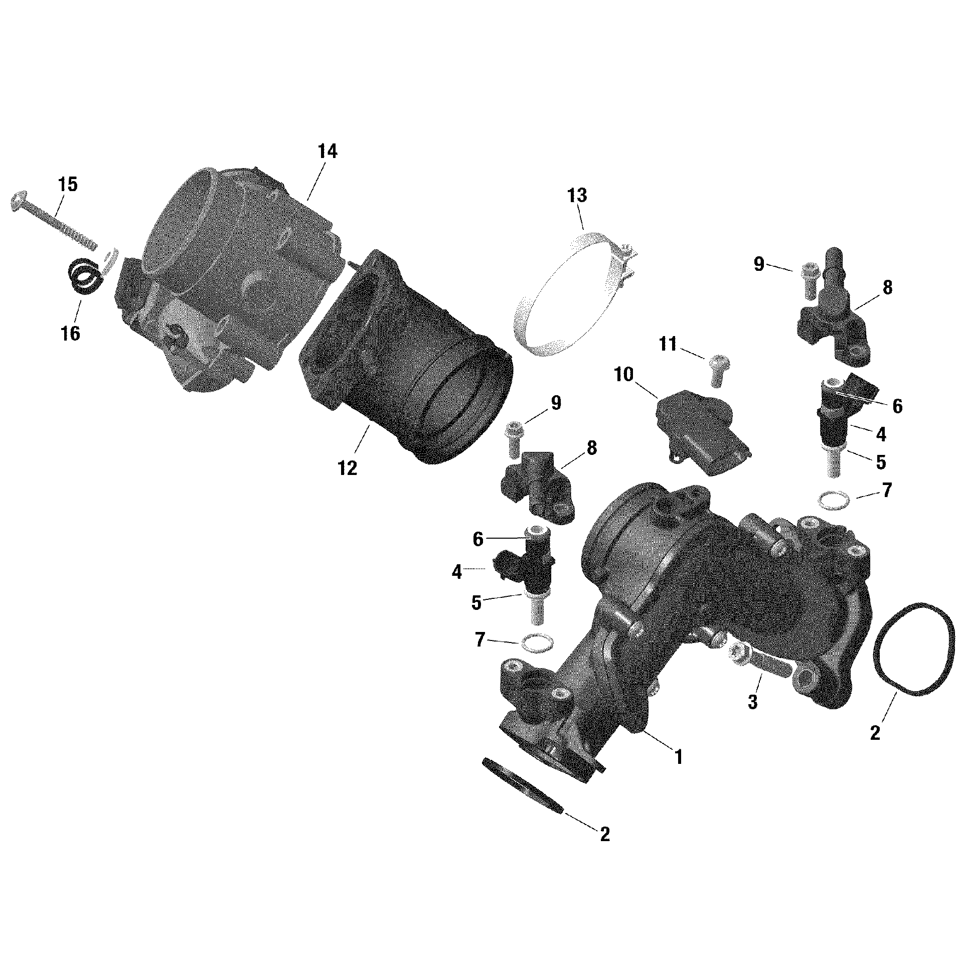 An Image of a Genuine Can-Am Parts Schematic Diagram showing the schematic - ENGINE - AIR INTAKE MANIFOLD AND THROTTLE BODY