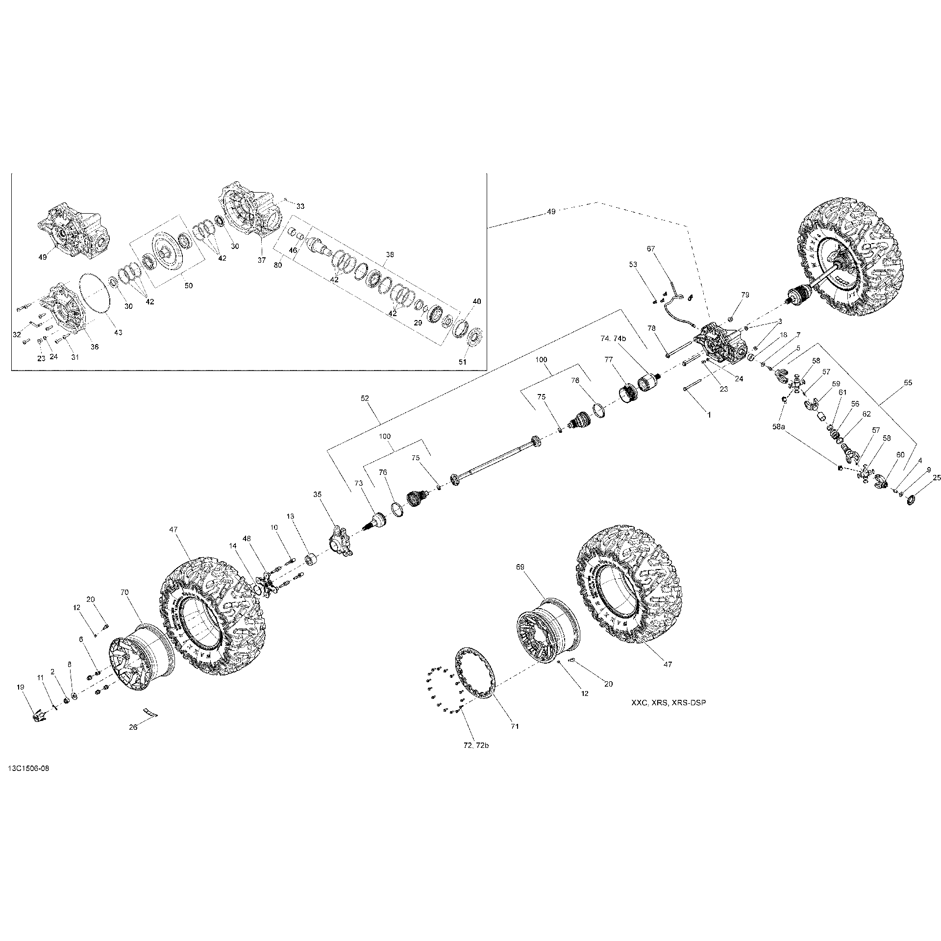 An Image of a Genuine Can-Am Parts Schematic Diagram showing the schematic - DRIVE SYSTEM REAR _13C1506