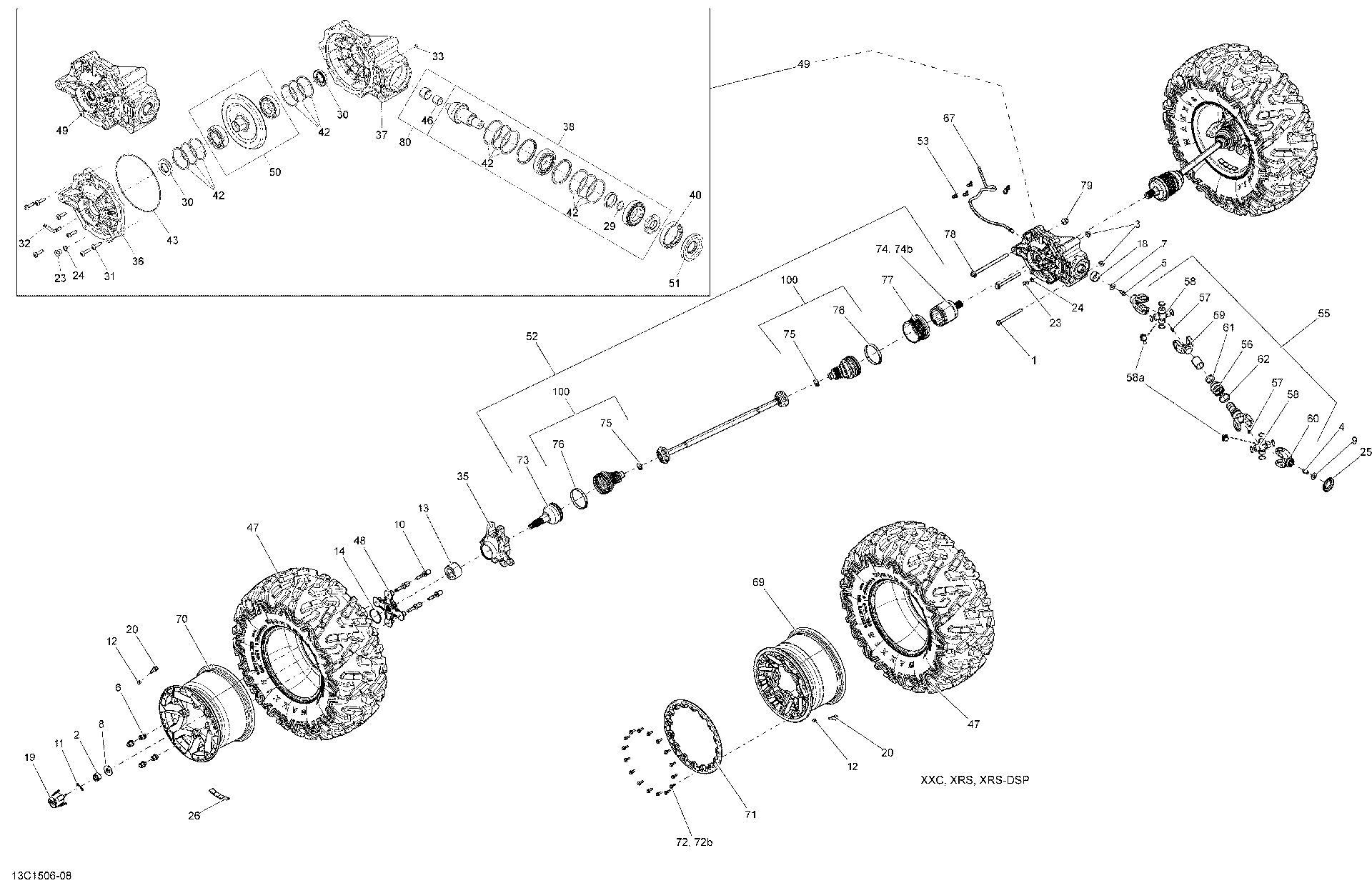 An Image of a Genuine Can-Am Parts Schematic Diagram showing the schematic - DRIVE SYSTEM REAR _13C1507