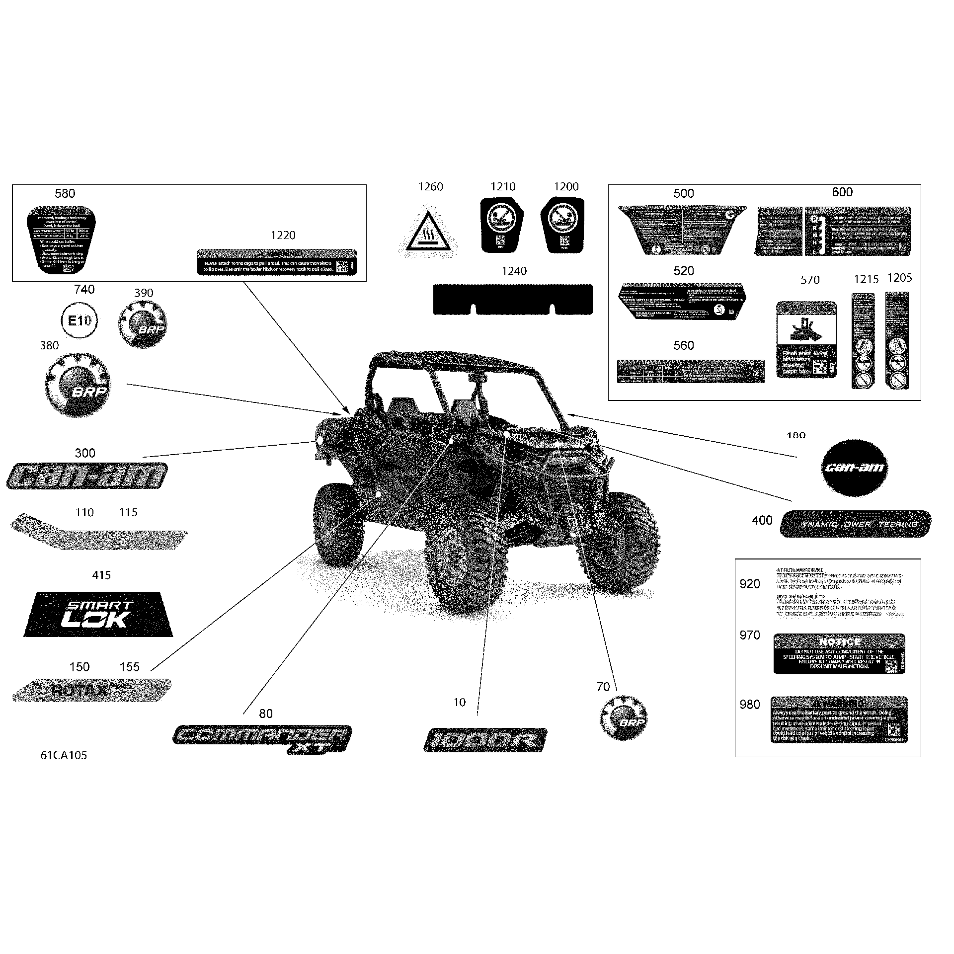 An Image of a Genuine Can-Am Parts Schematic Diagram showing the schematic - BODY - DECALS - XT P
