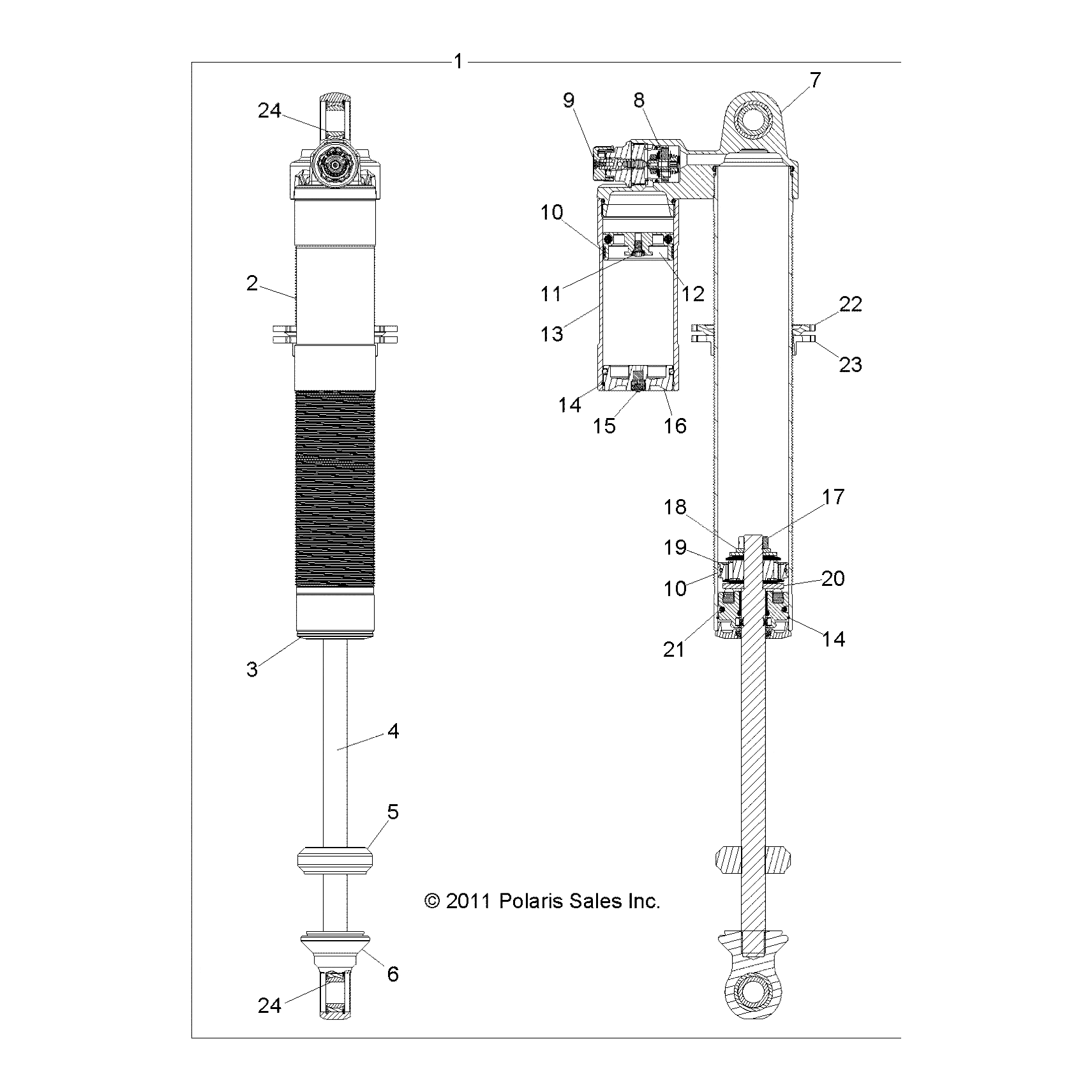 2.0 Fox Shock, Rear by Polaris 7043794 OEM Hardware P7043794 Off Road Express Drop Ship