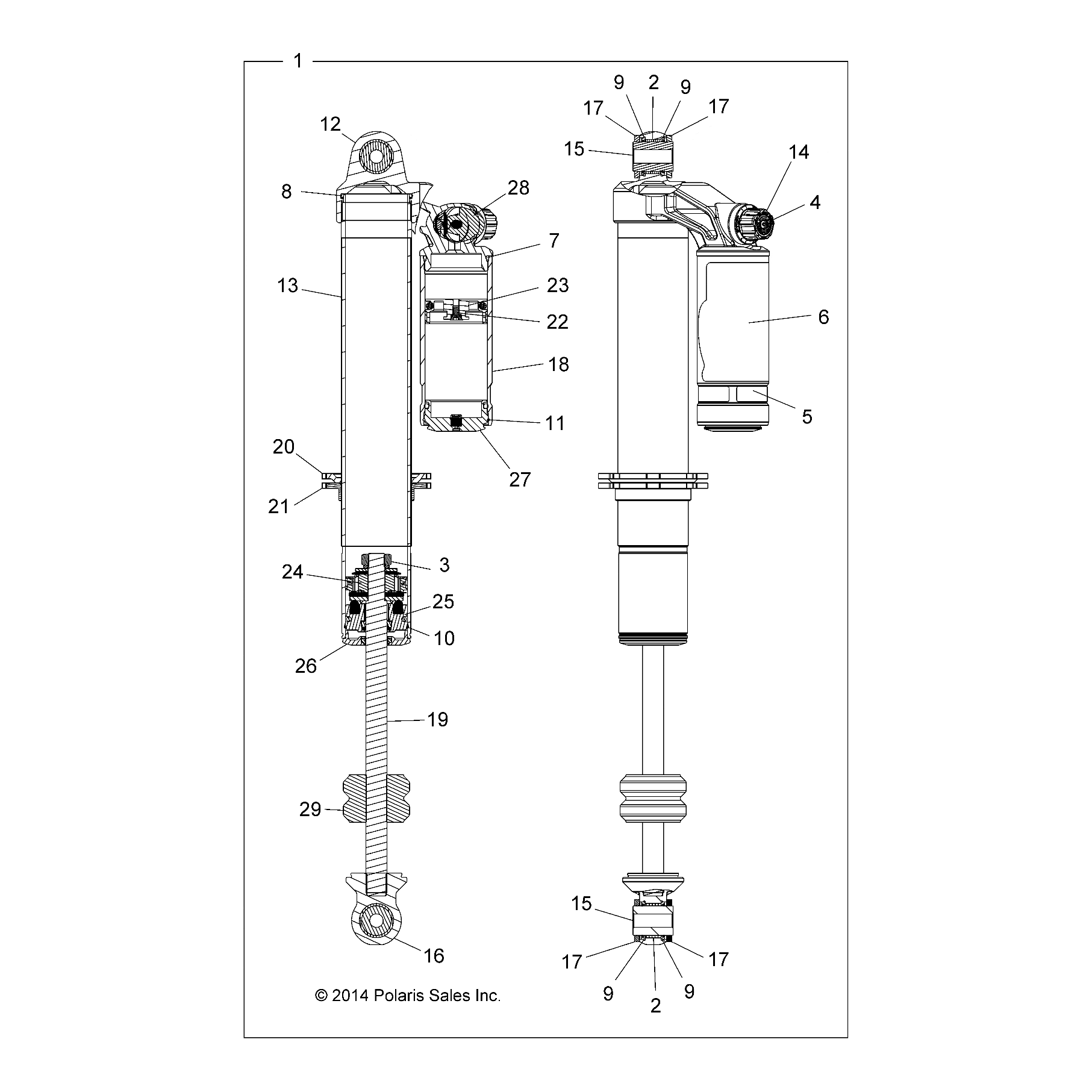 2.0 Piggyback Reservior Shock, by Polaris 7044207 OEM Hardware P7044207 Off Road Express Drop Ship