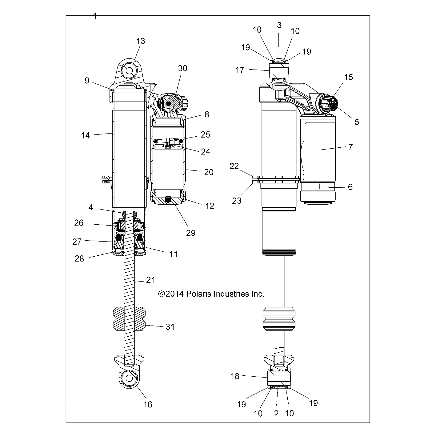 2 Piggyback Reservoir Shock, Fr by Polaris 7044290 OEM Hardware P7044290 Off Road Express Drop Ship
